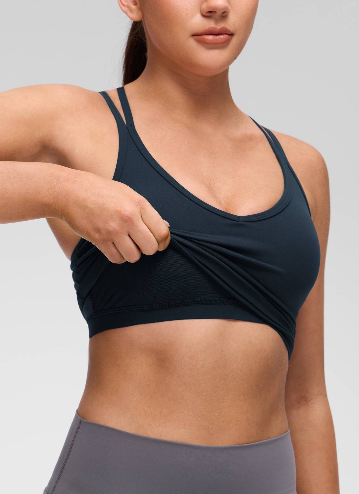 Butterluxe V Neck Cross Back Built in Bra Tank