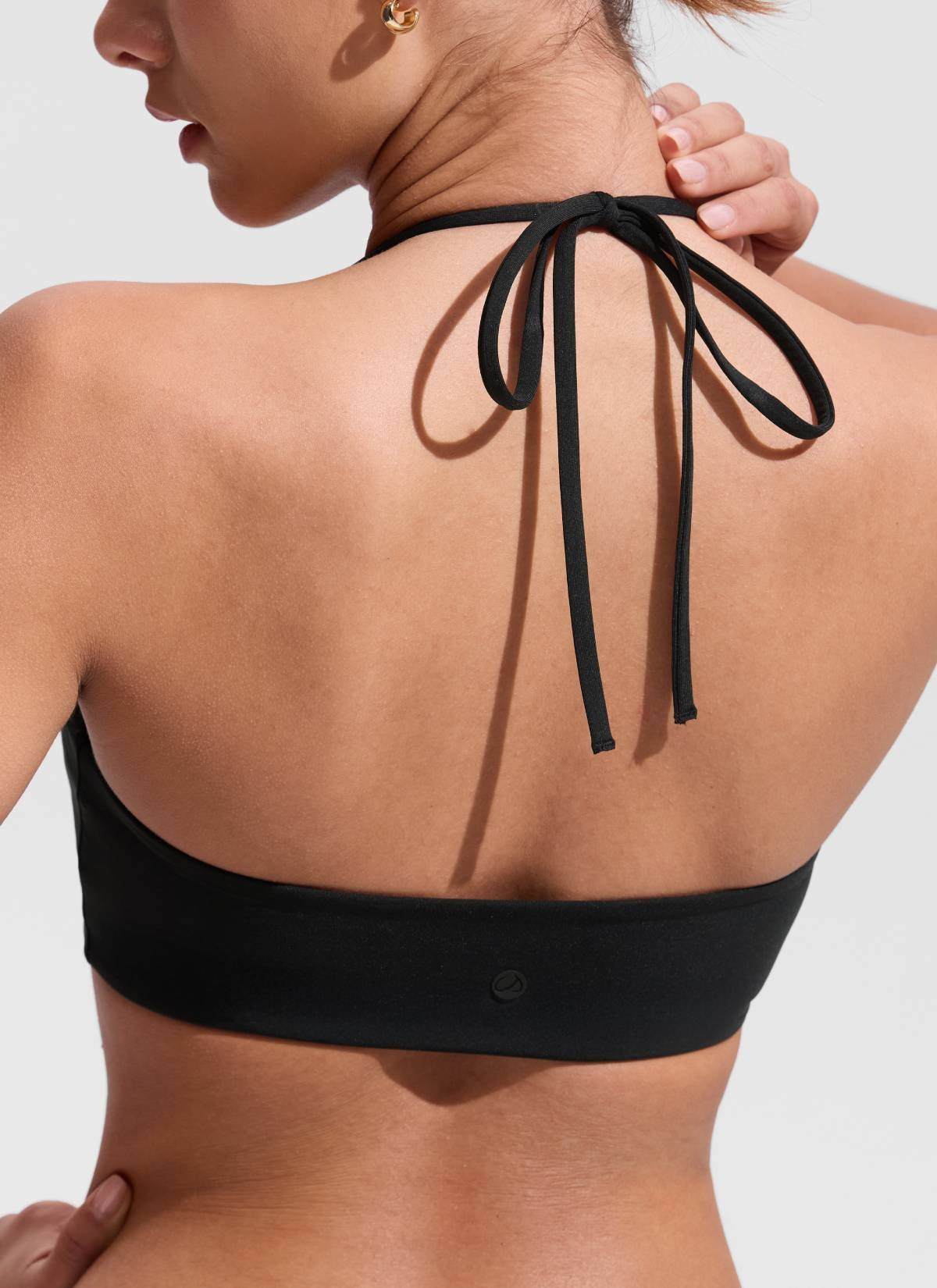 Halter Crewneck Self Tie Bikini Top