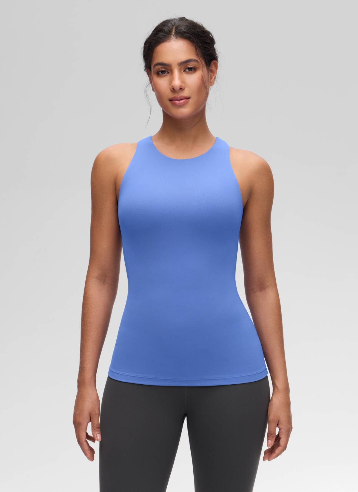 Butterluxe Hip Length Built-in Bra Tanks High Neck