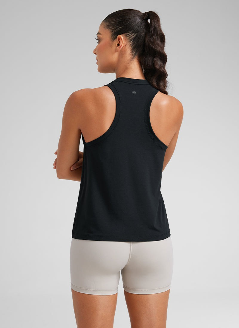 Pima Cotton Racerback High Neck Tank