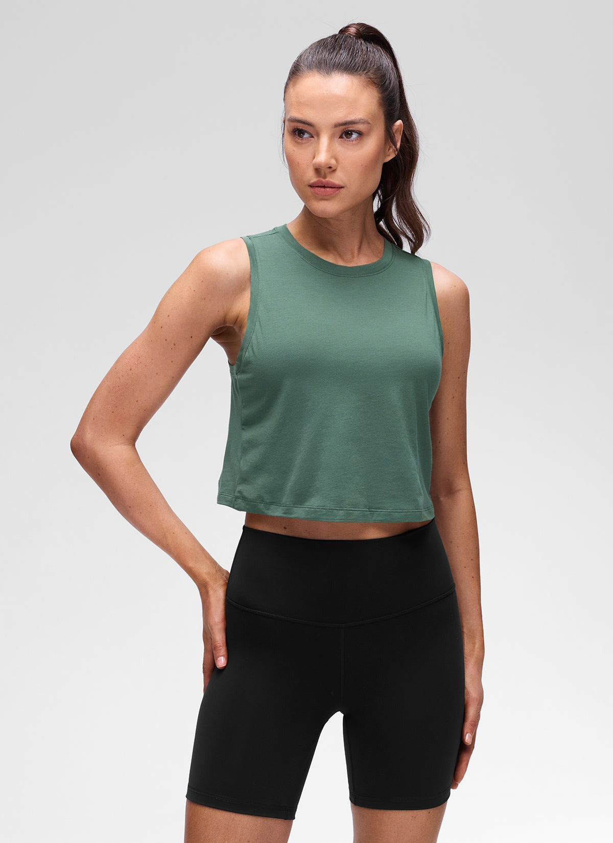 Pima Cotton Crewneck Crop Tank