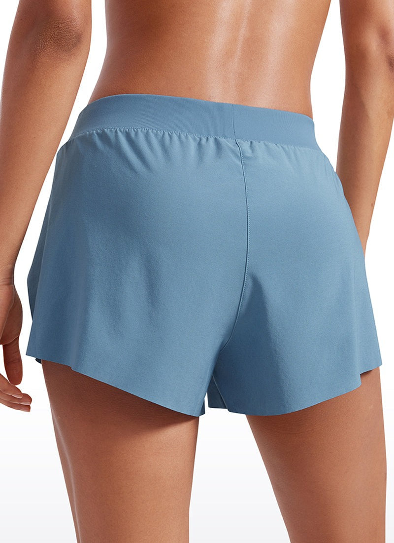 Feathery-Fit Soft Low Waisted V Split Mesh Lined Shorts 2.5''