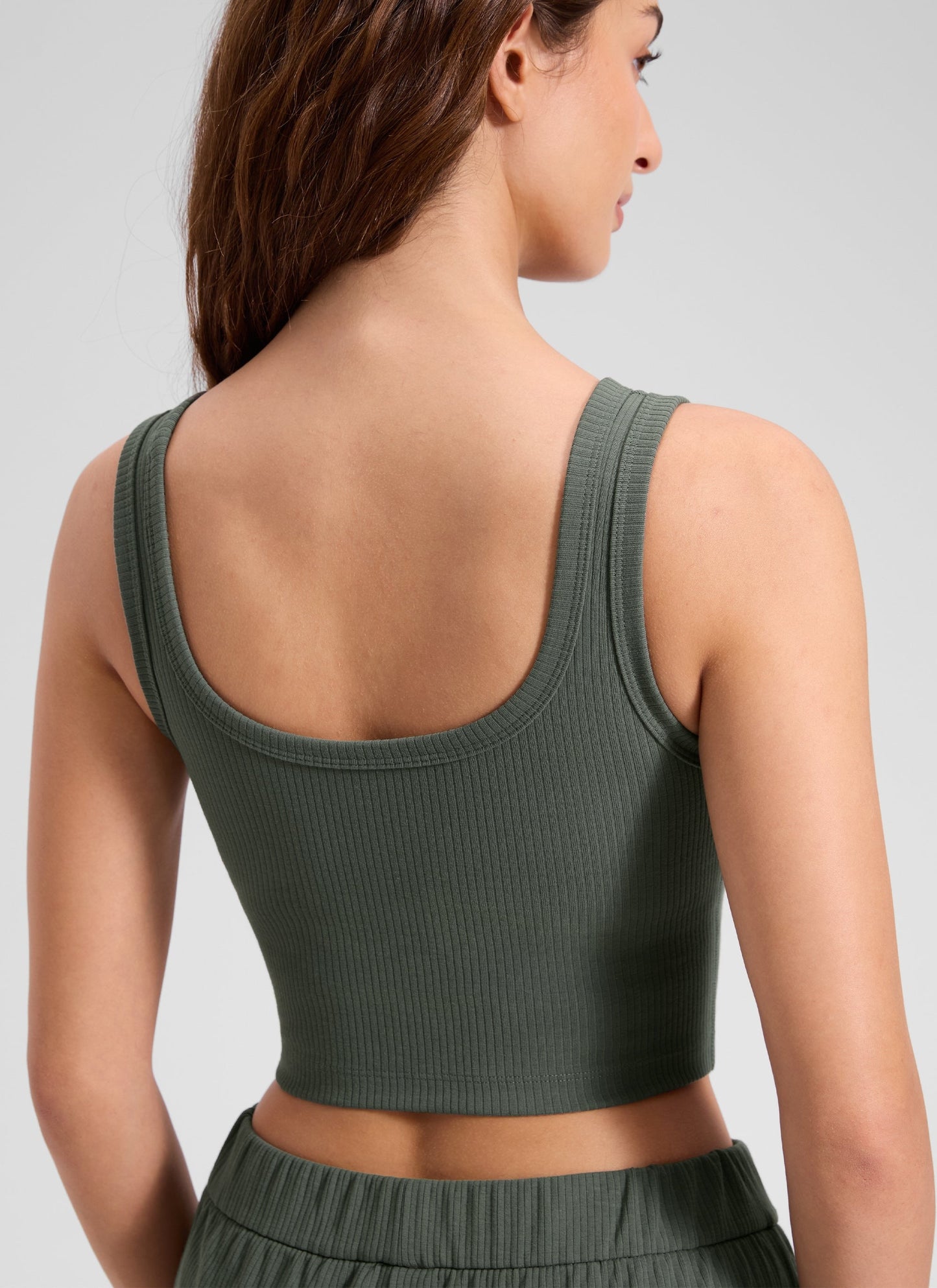 Ribbed U Neck Built in Bra Tank