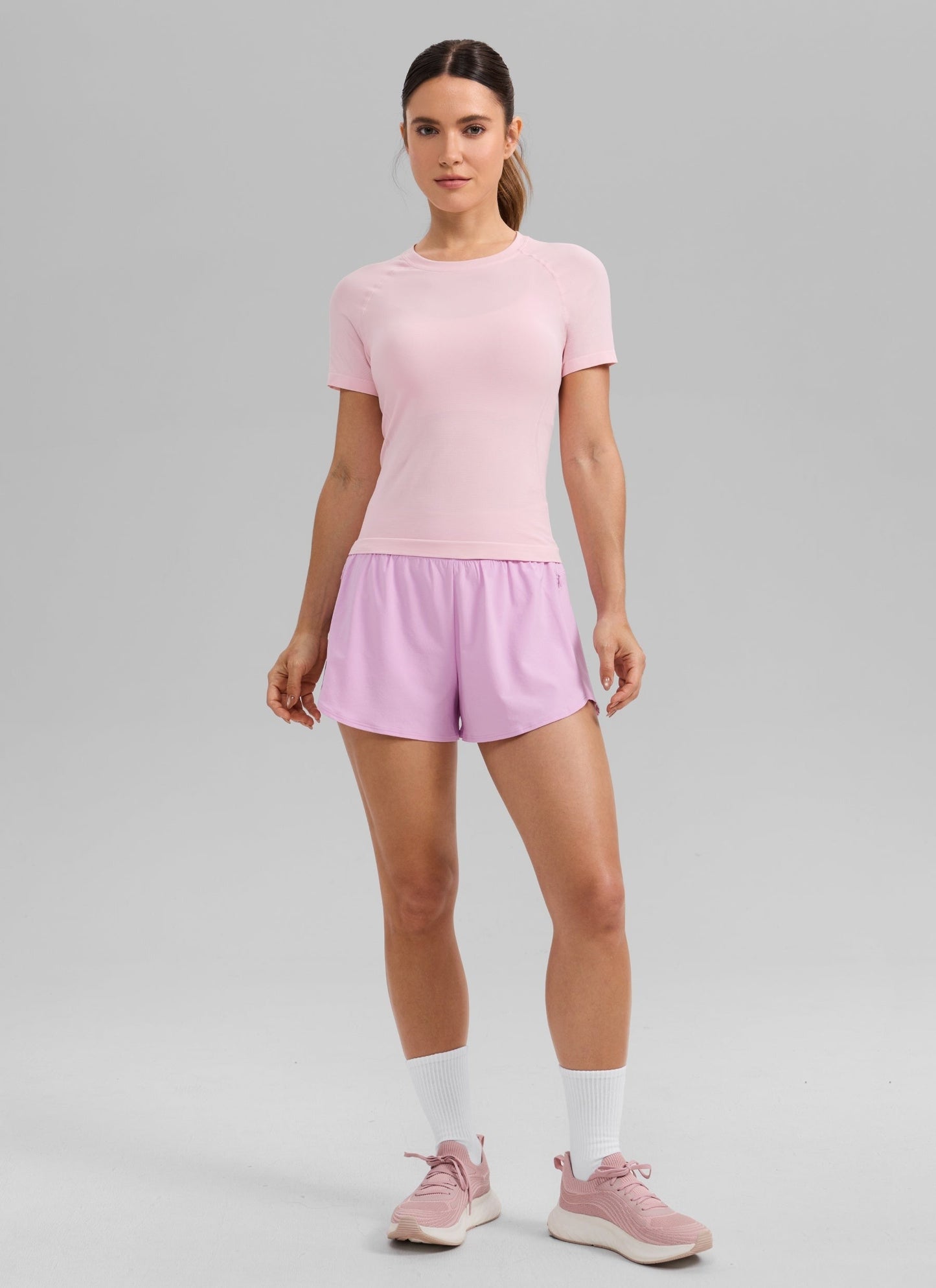 Seamless Waist Length Crewneck Short Sleeve