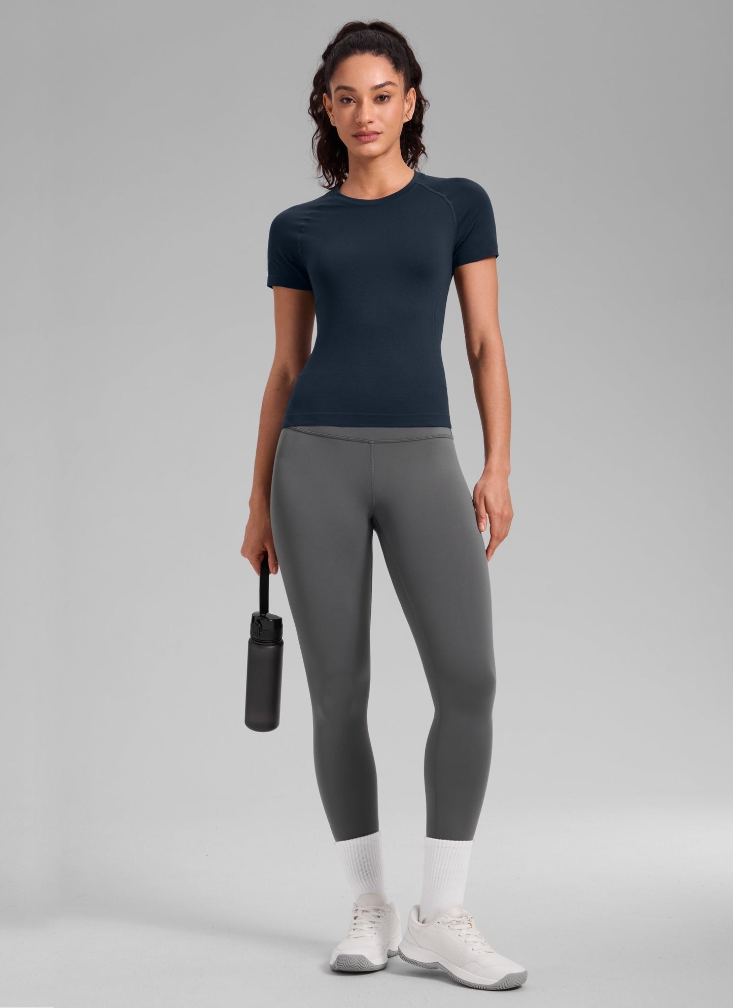 Seamless Waist Length Crewneck Short Sleeve