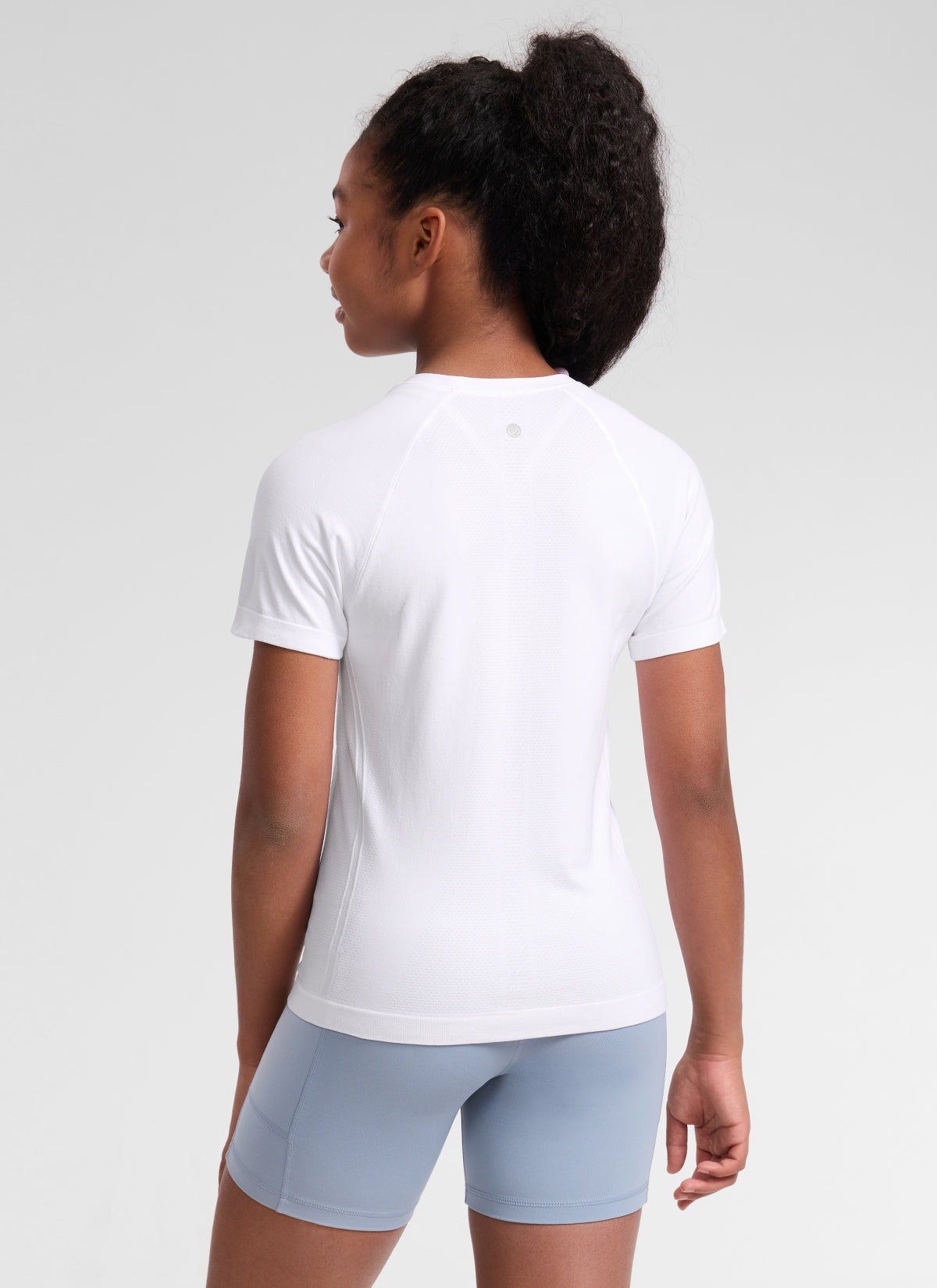 Girls Seamless Hip Length Short Sleeve
