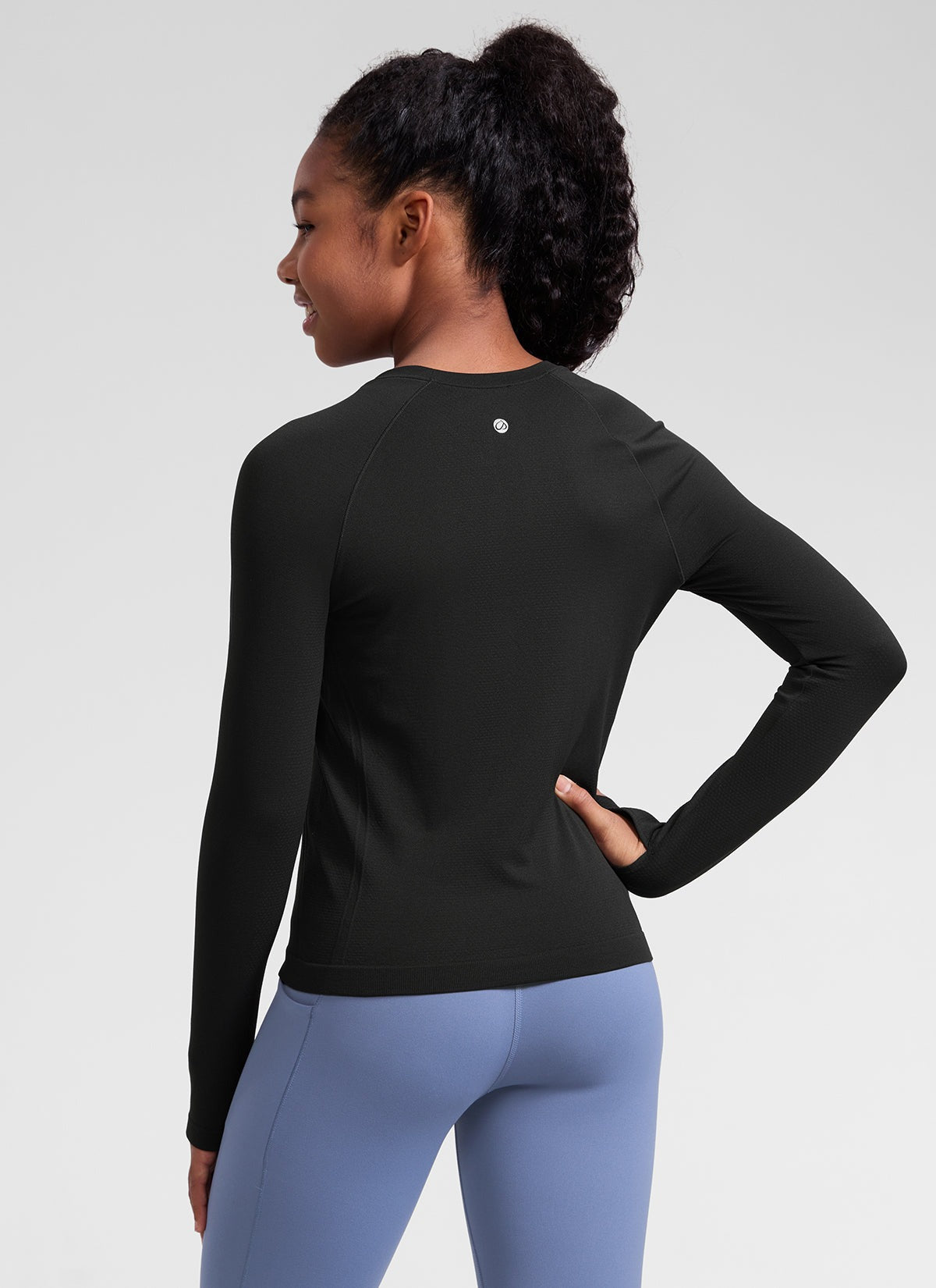 Girls Seamless Hip Length Long Sleeve