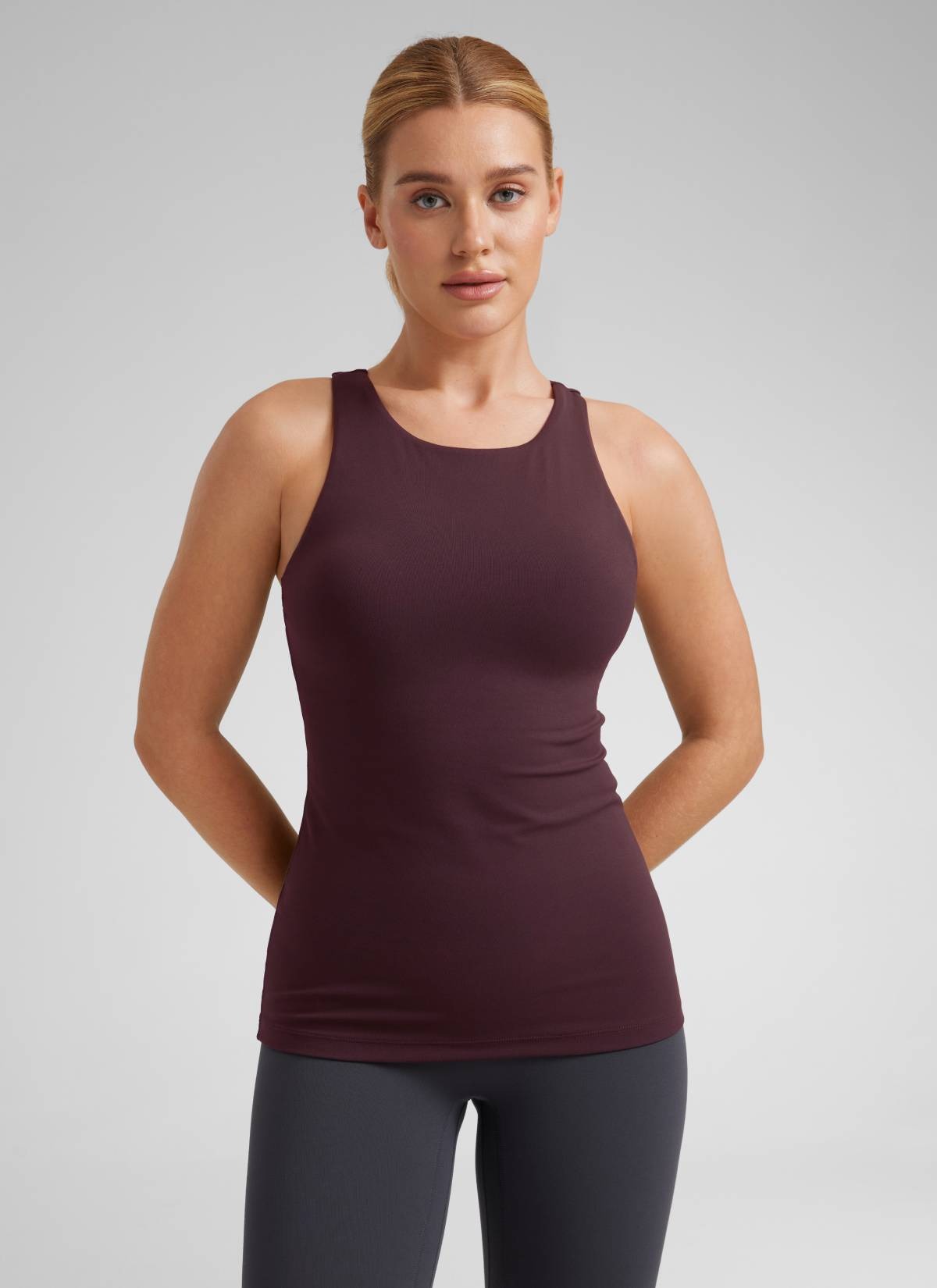 Butterluxe Hip Length Built-in Bra Tanks High Neck