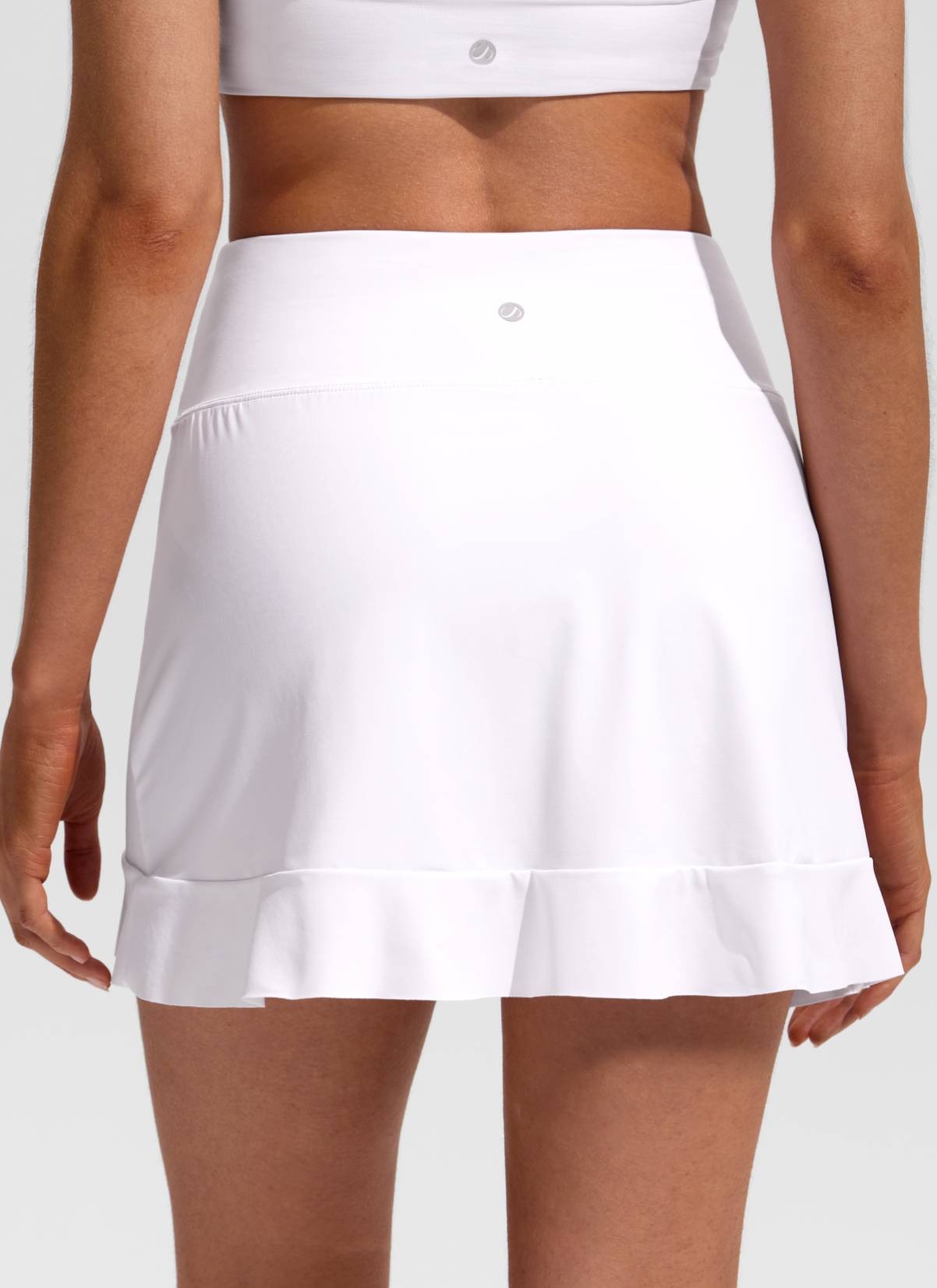 High Rise Ruffle Built in Brief Swim Skirt