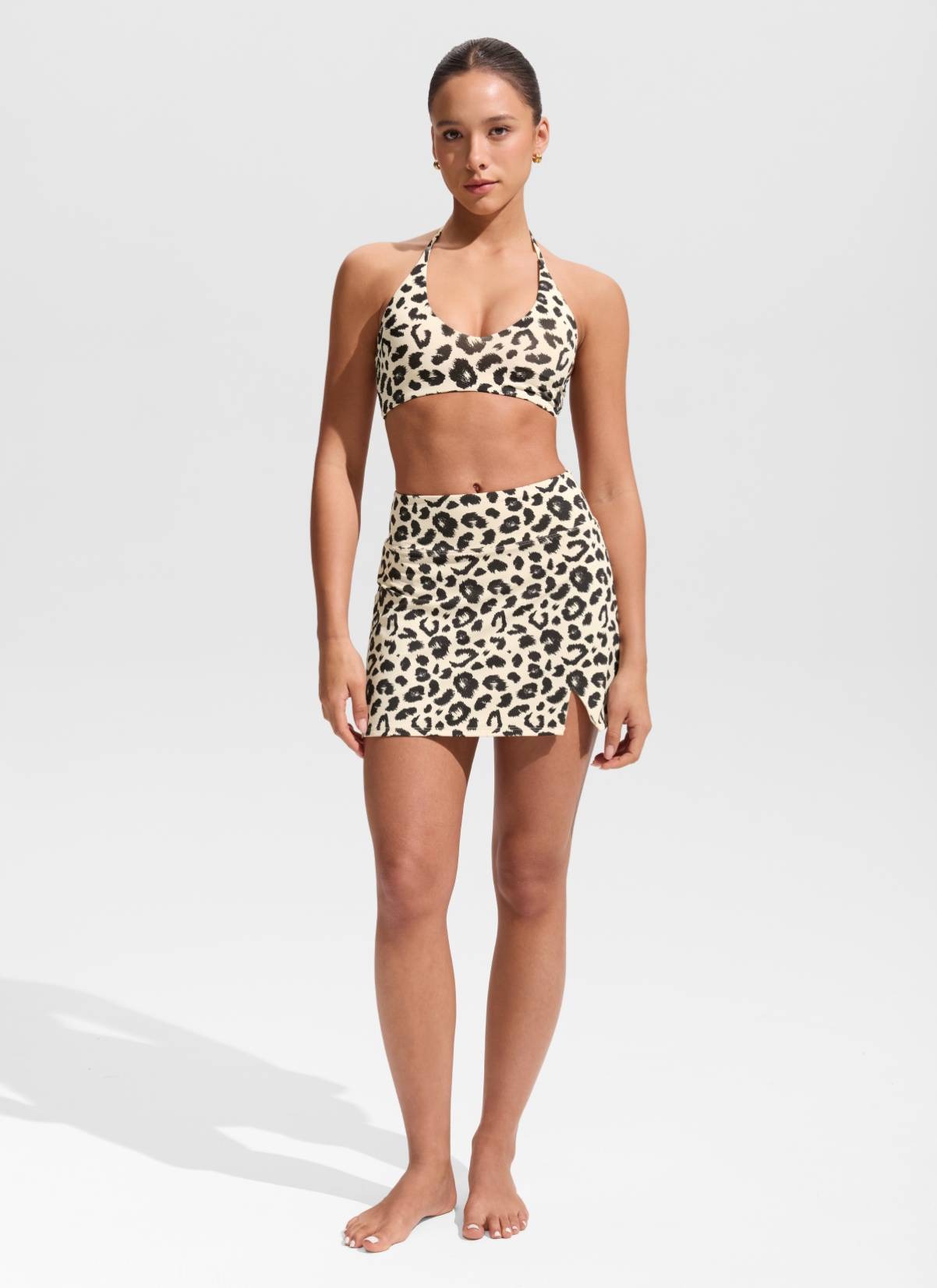 A Line Side Split Built in Brief Swim Skirt