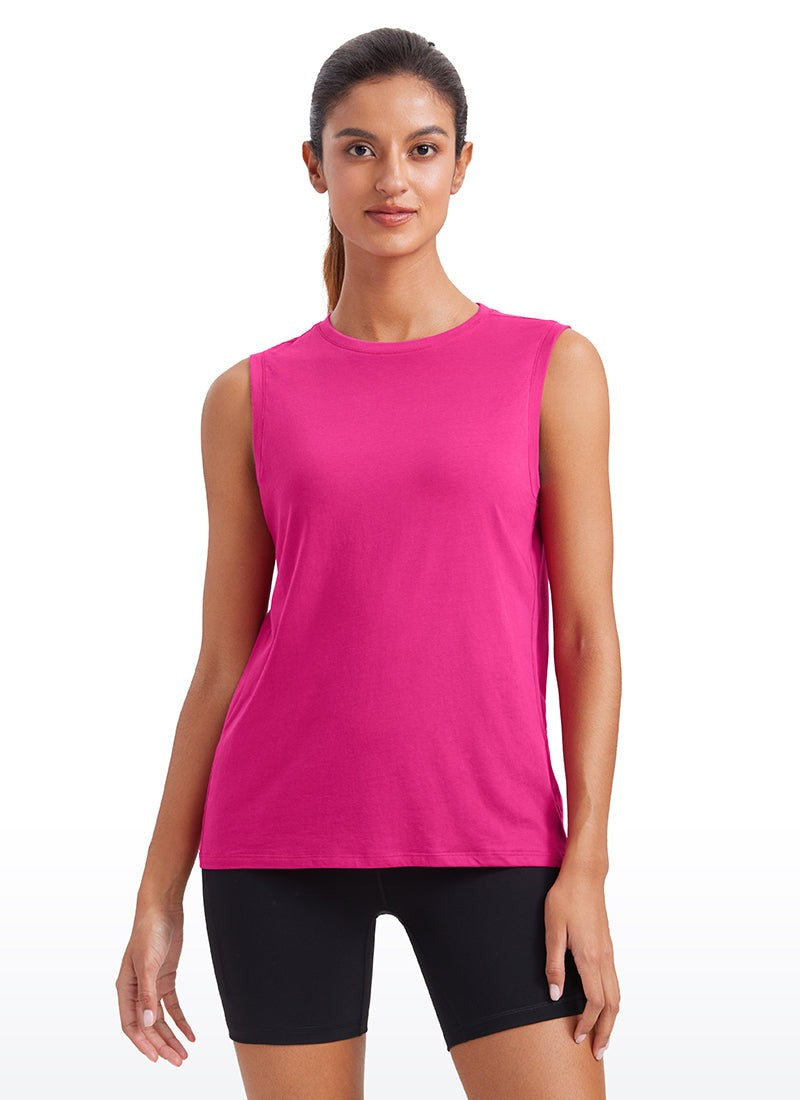 Pima Cotton Hip Length High Neck Tank
