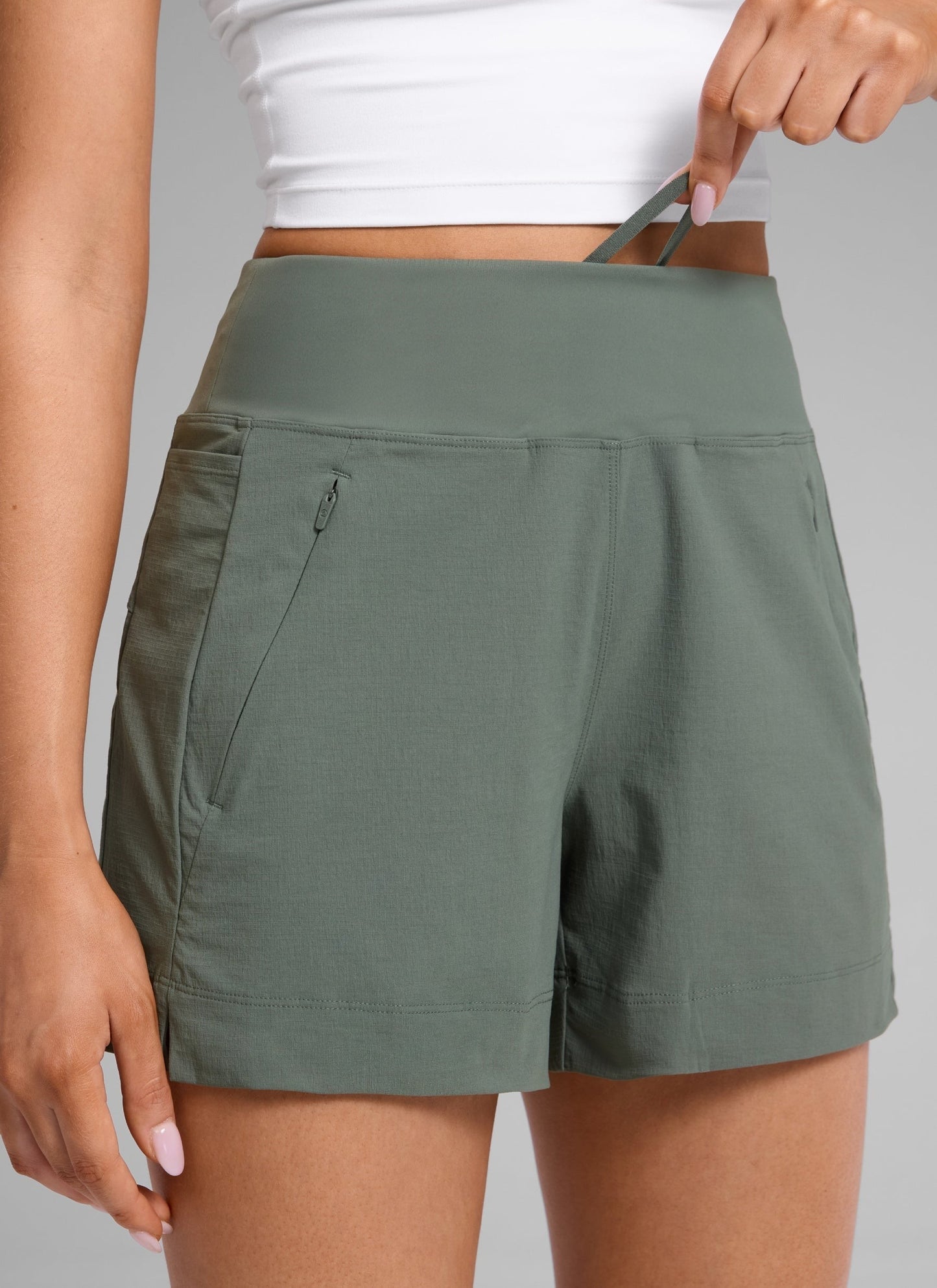 Ripstop Zip Pocket Mid Rise Shorts 4''