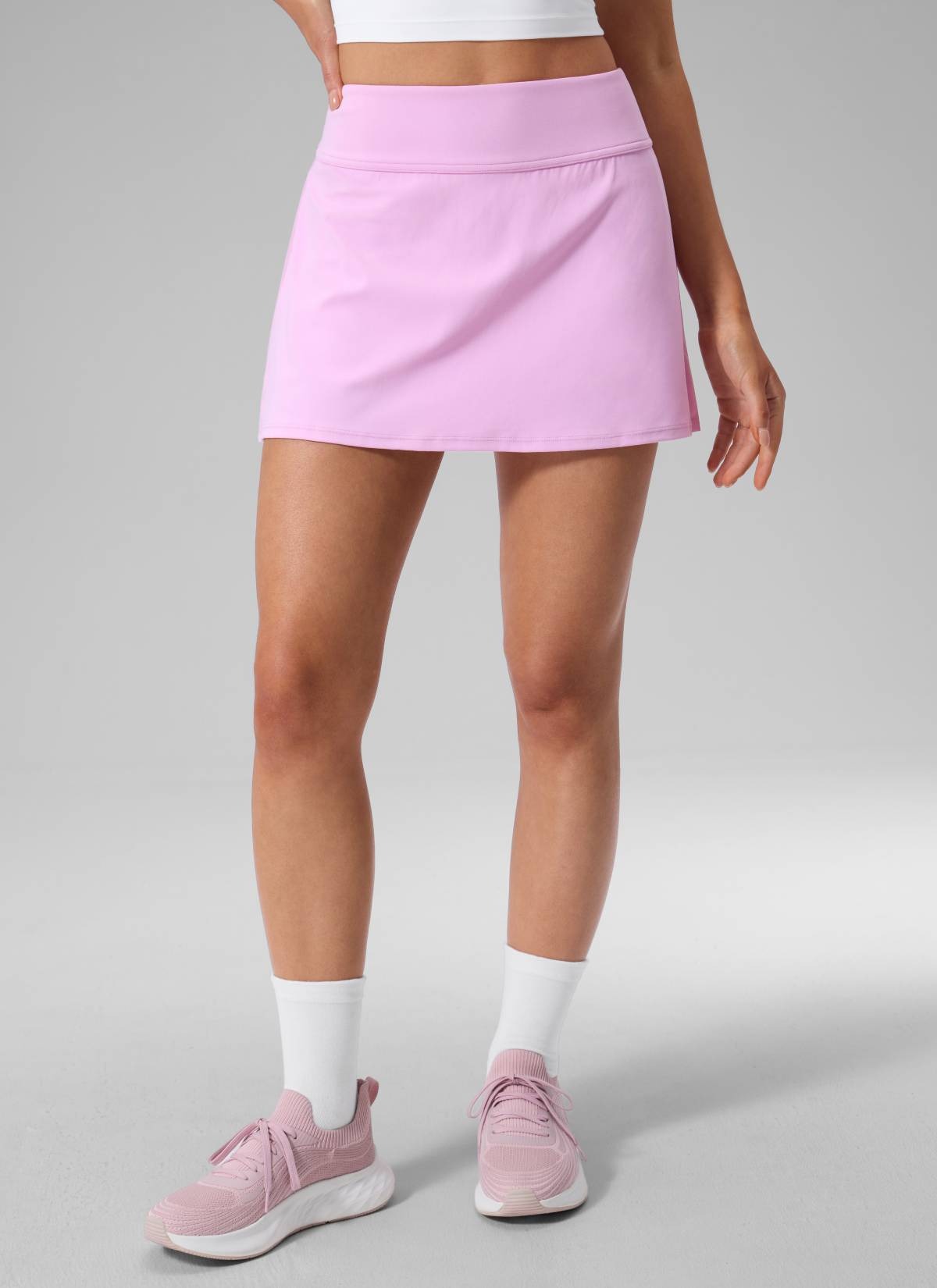 Dual-fabric Pleated Back Mini Tennis Skirt