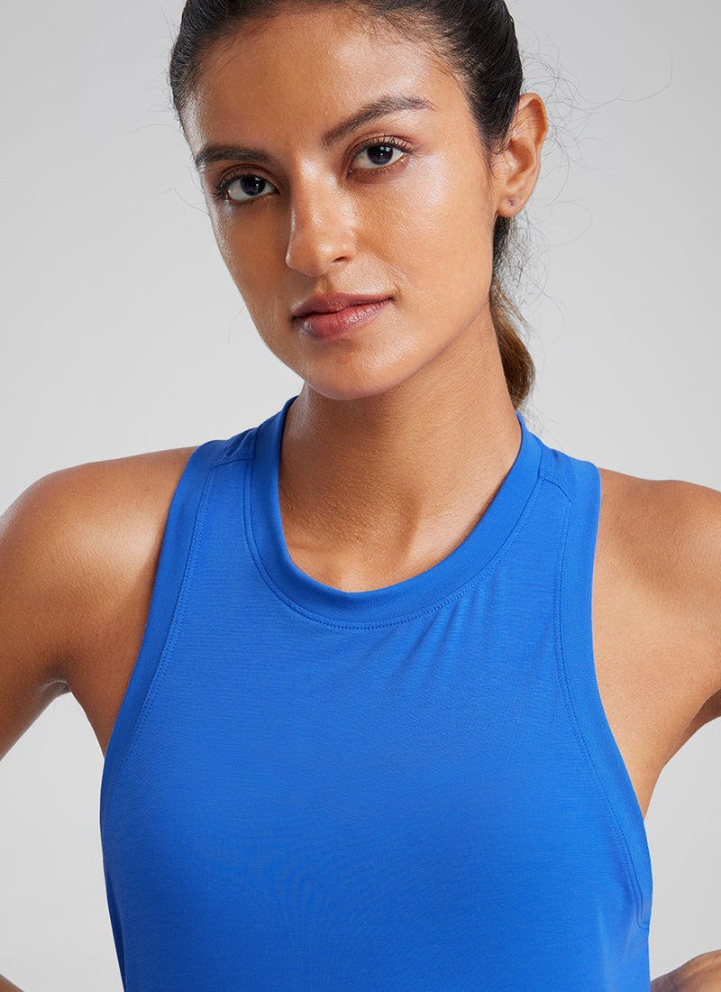 Pima Cotton Racerback High Neck Tank
