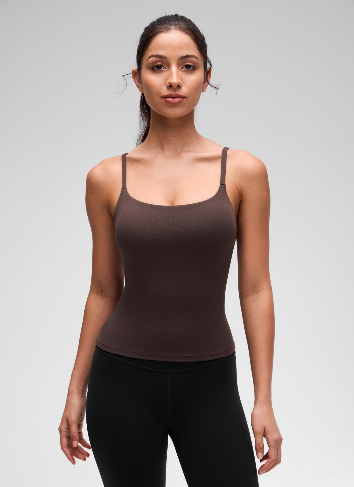 Softretch U Back Waist Length Built in Bra Tank