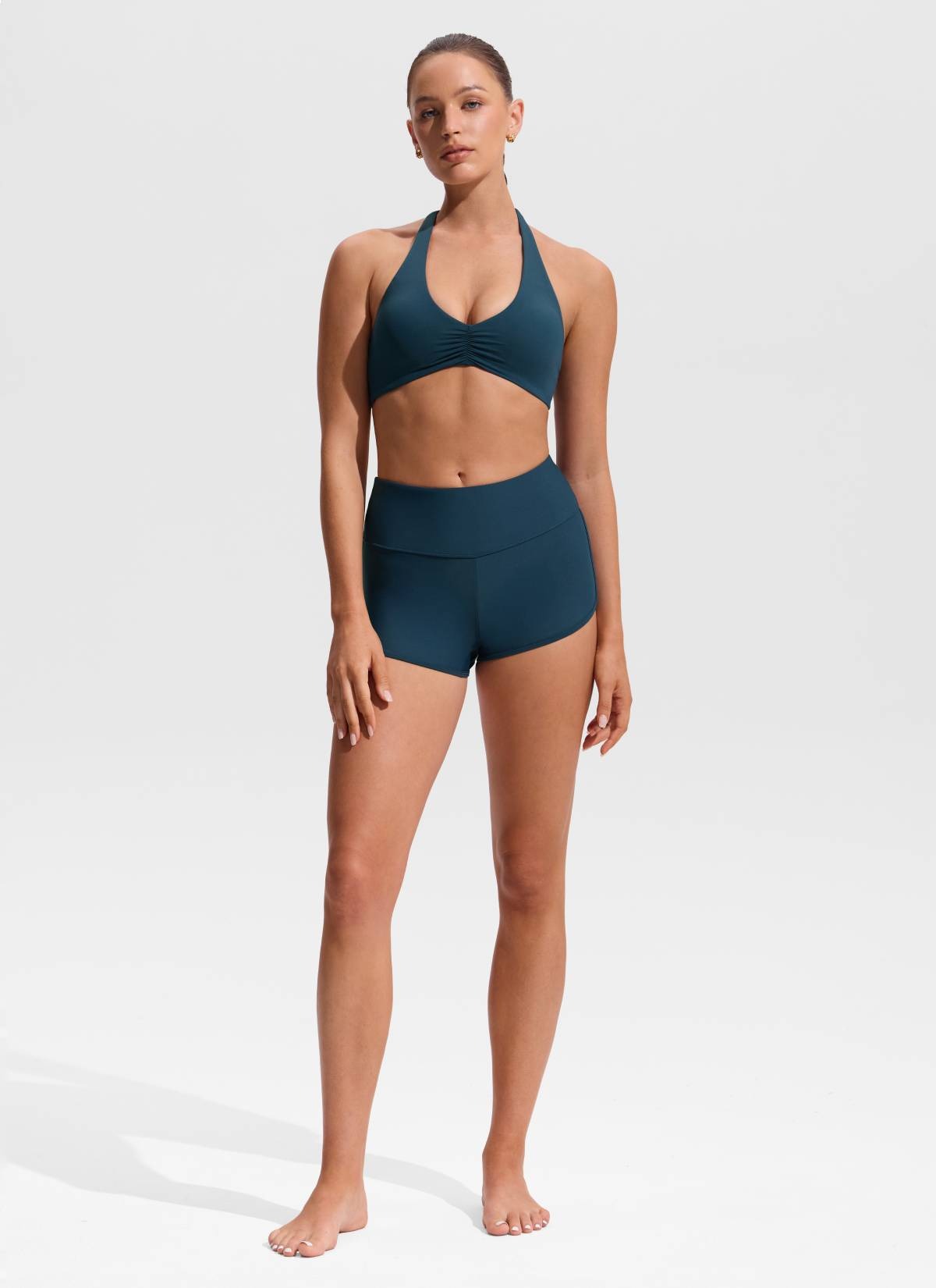 Ruched Front Halter Bikini Top