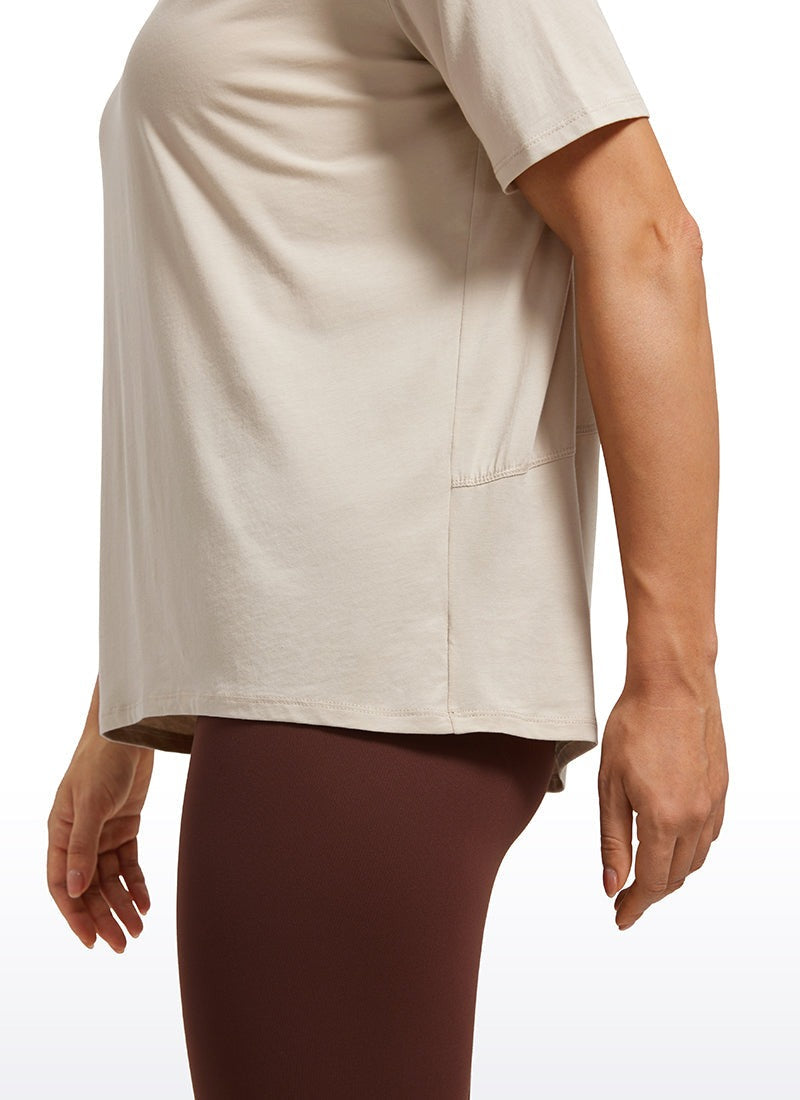 Pima Cotton Boat Neck Short Sleeve