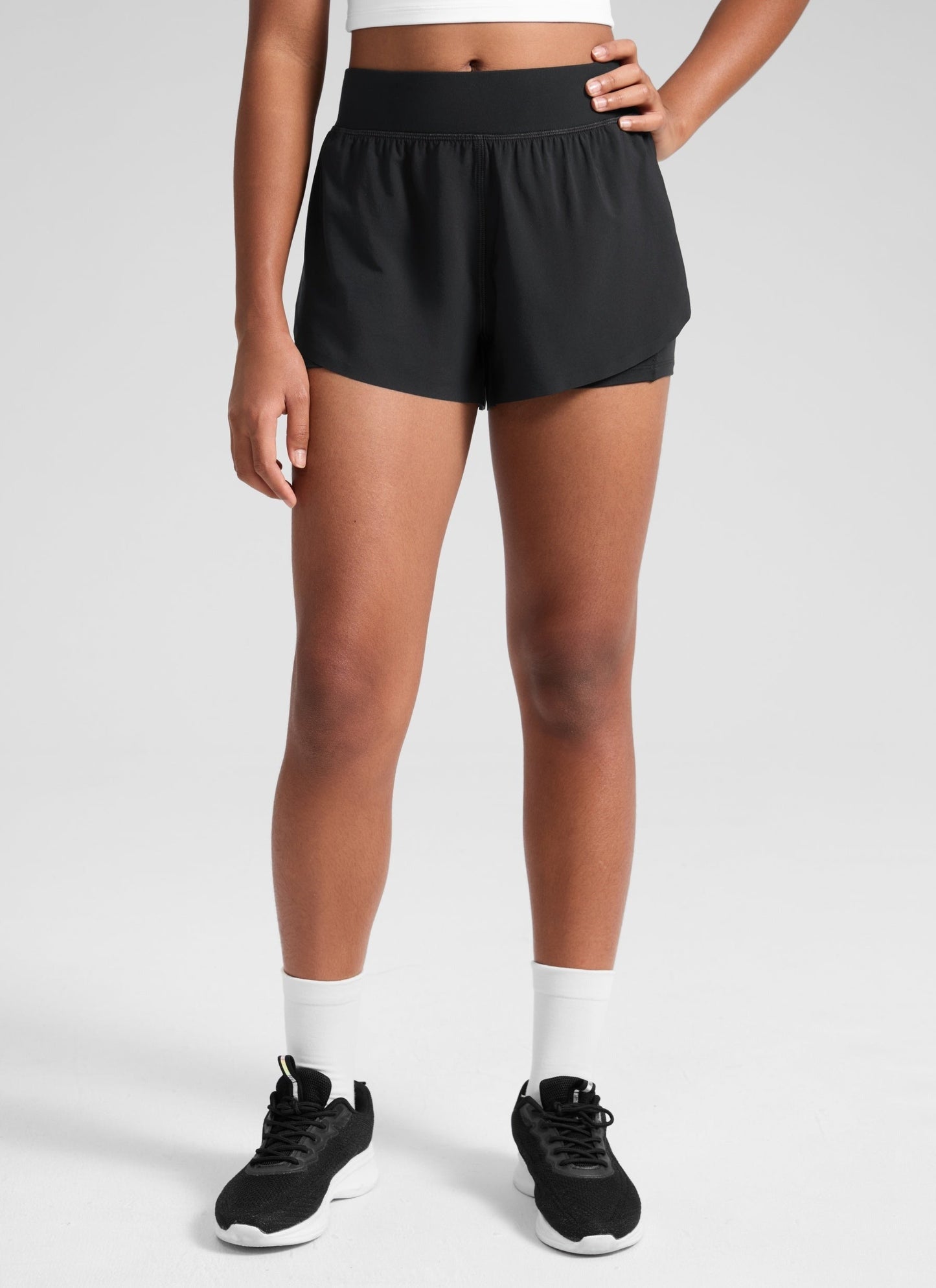 Feathery-Fit Soft Girls 2 in 1 High Rise Dolphin Lined Shorts 2.5''
