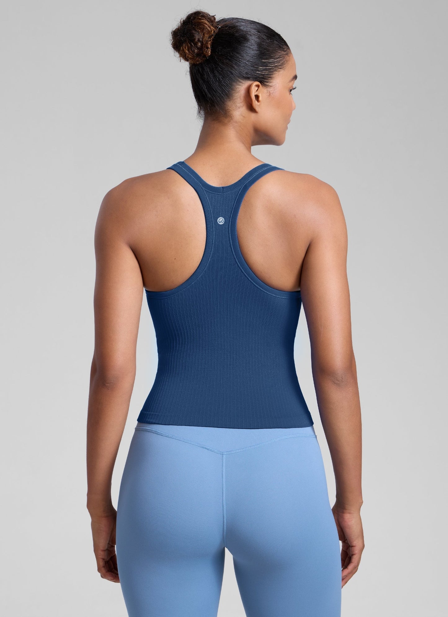 Seamless Racerback Built in Bra Ribbed Tank