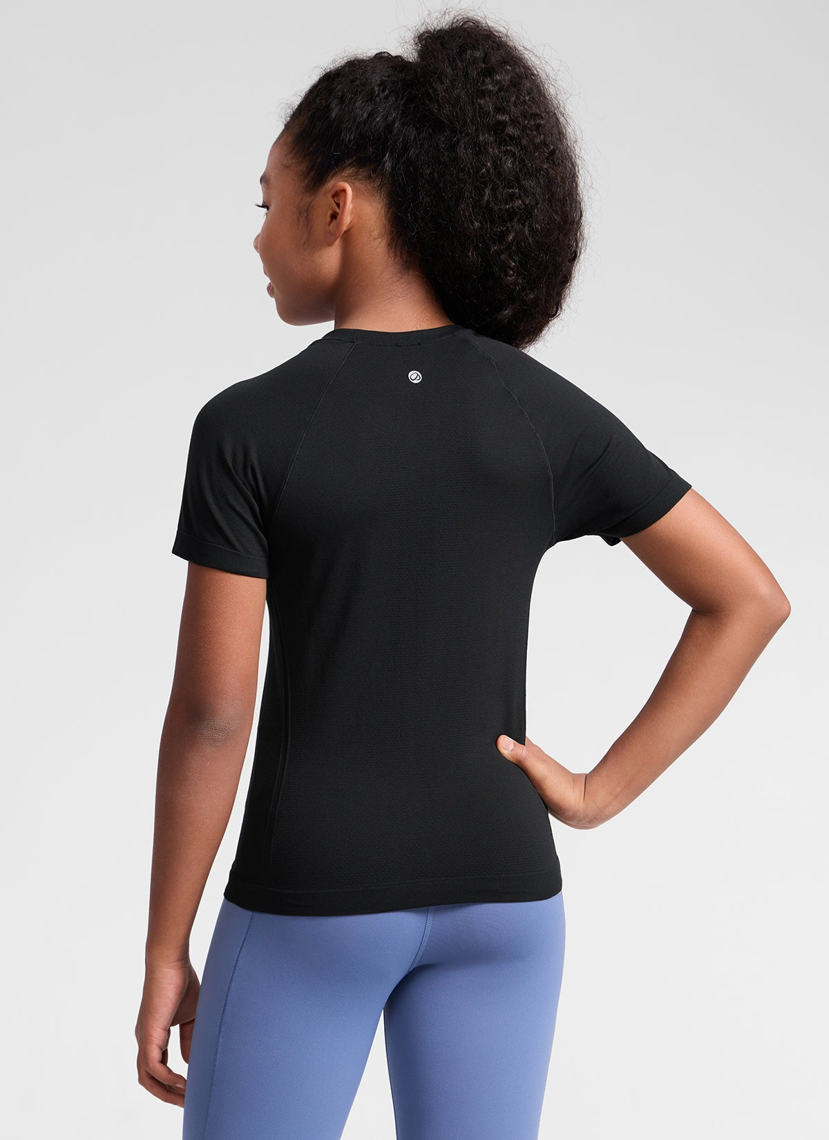 Girls Seamless Hip Length Short Sleeve