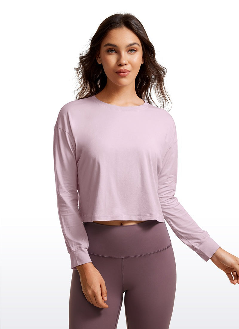 Pima Cotton Cropped Loose Fit Long Sleeve