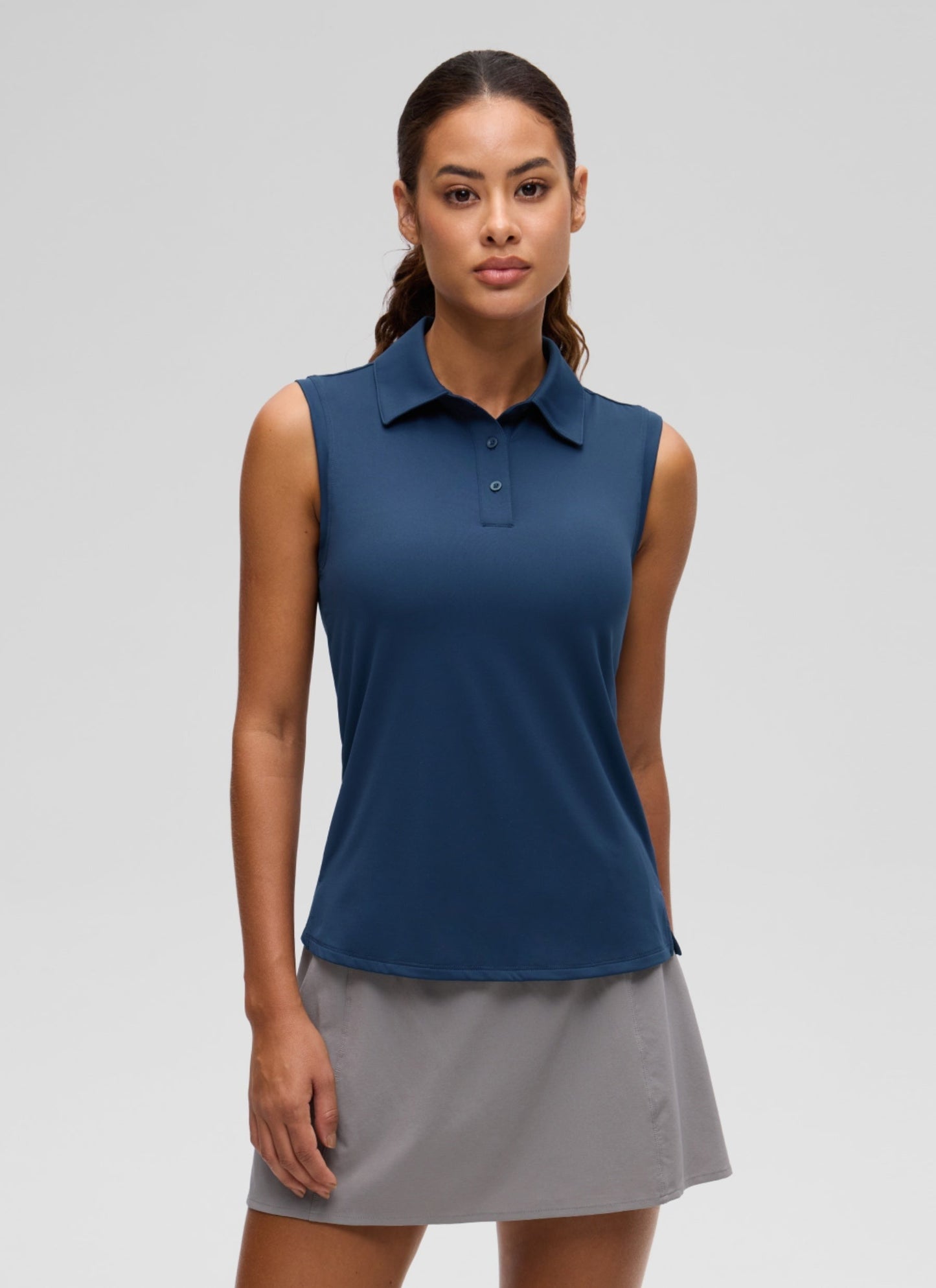 Hip Length Slim Fit Sleeveless Polo