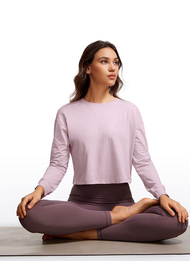 Pima Cotton Cropped Loose Fit Long Sleeve