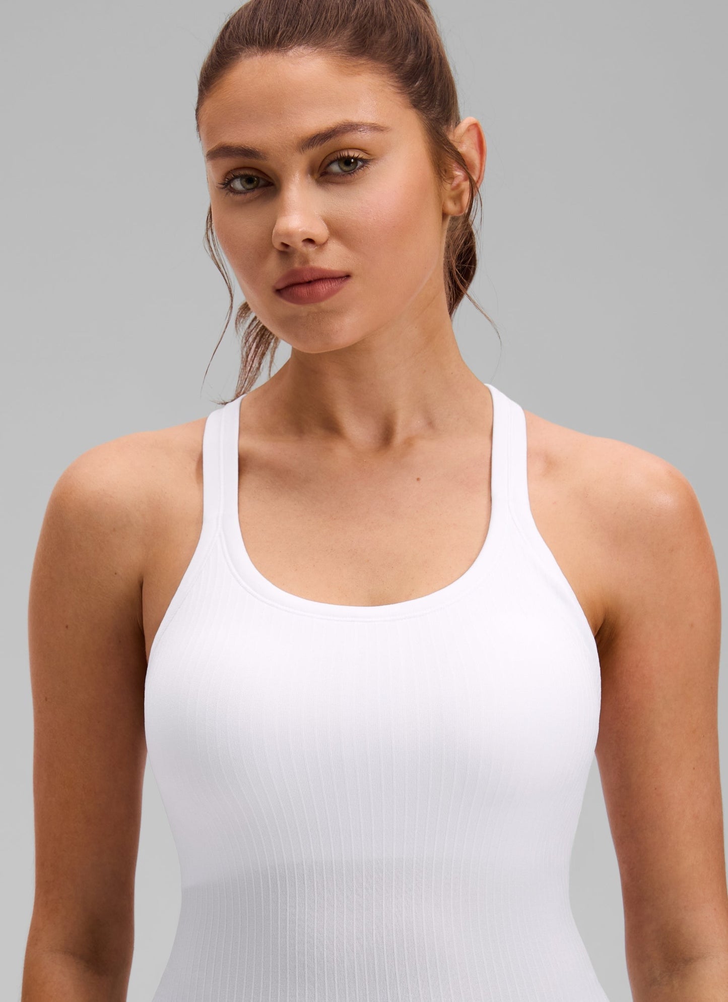 Seamless Racerback Built in Bra Ribbed Tank
