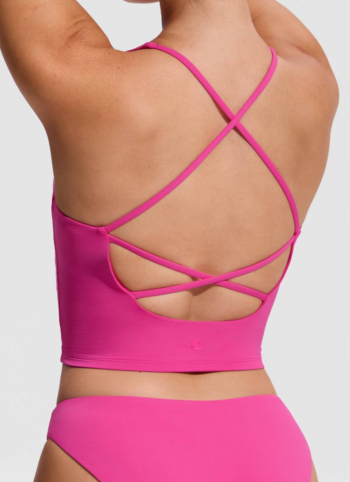 V Neck Criss Cross Back Crop Tankini