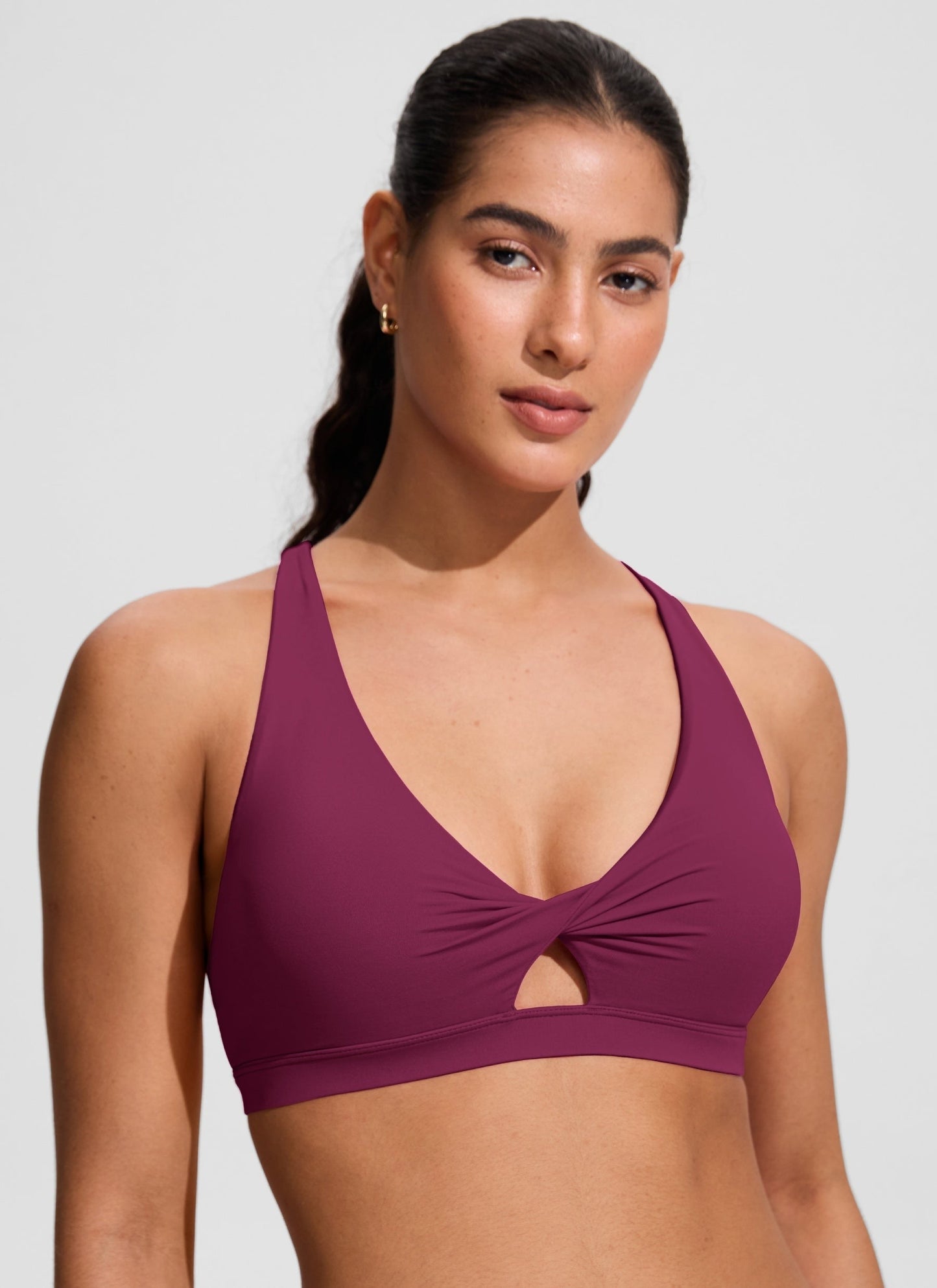 Twist Front Cut Out Cross Back Bikini Top