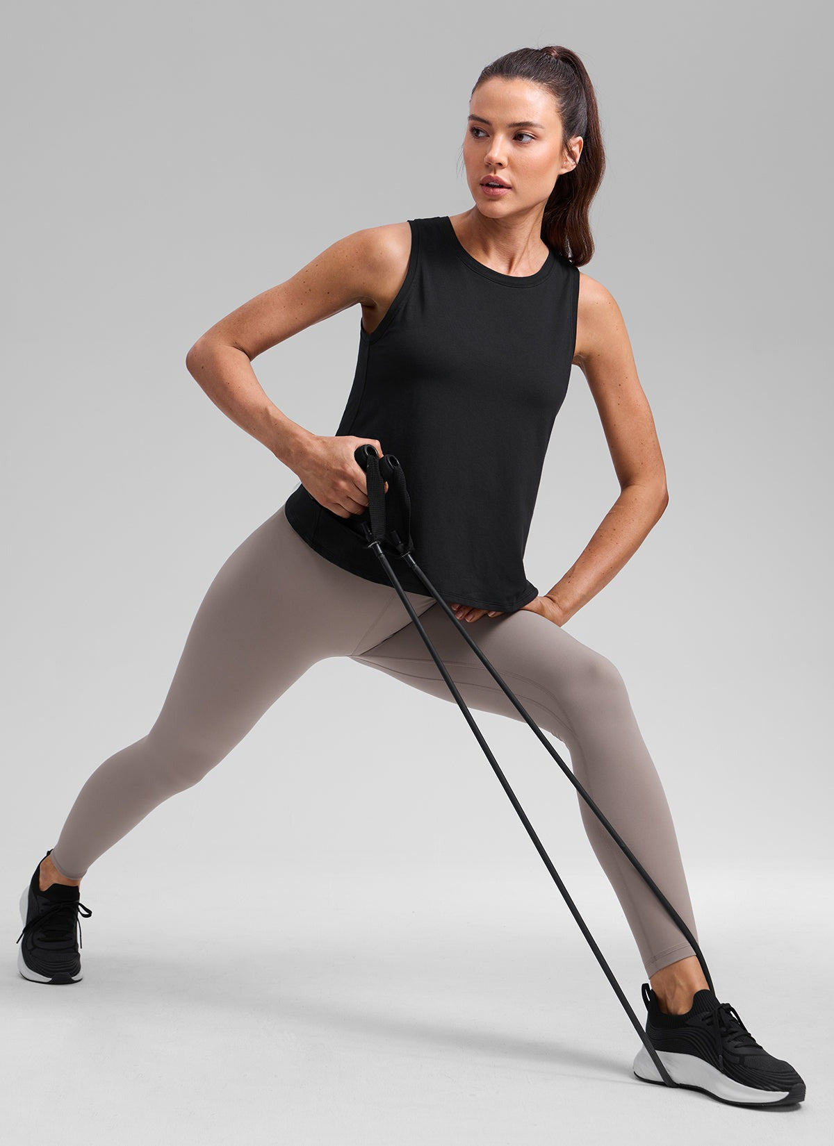 Poly Cotton-Blend Open Split Back Tank