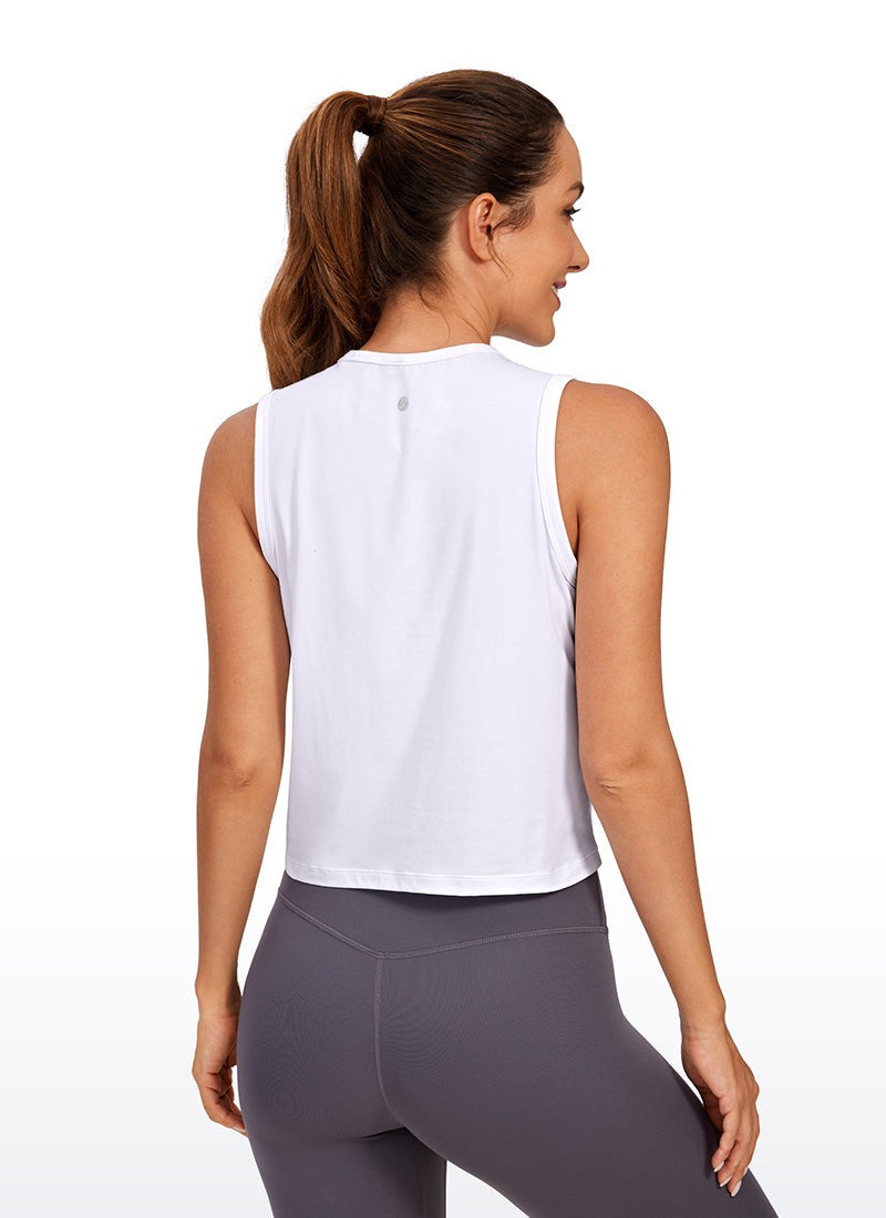 Pima Cotton High Neck Cropped Tank