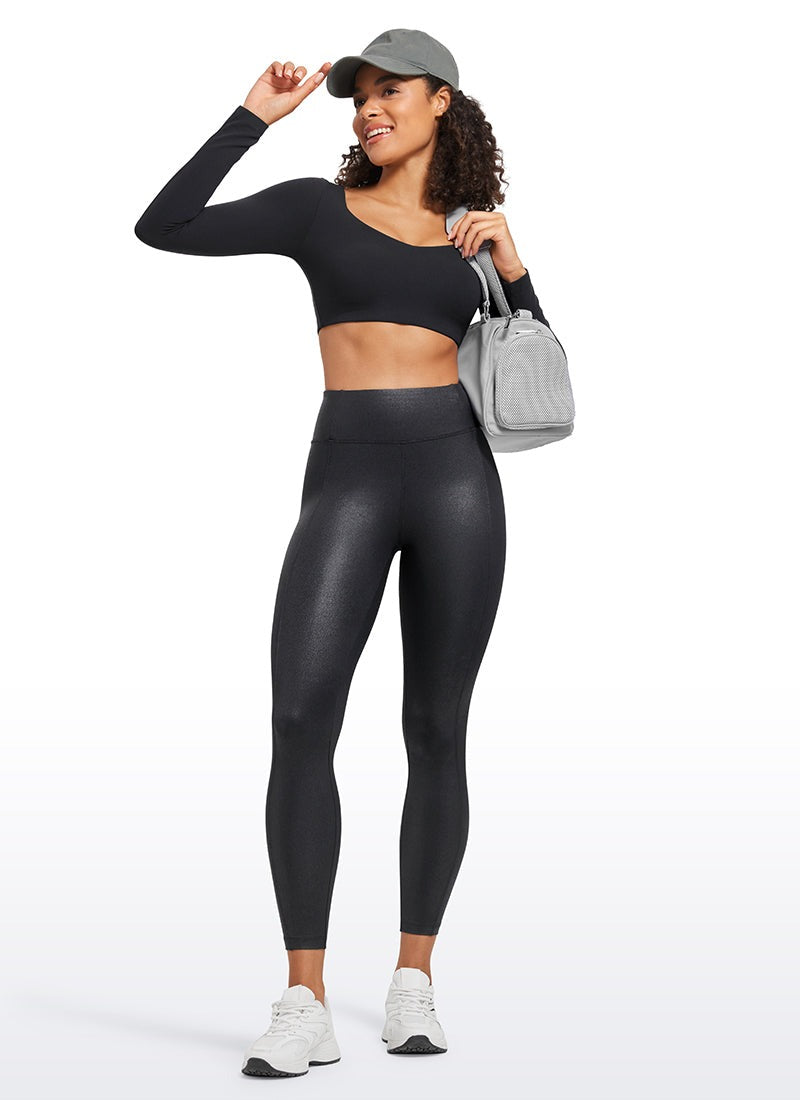 Faux Leather Back Pocket Legging 25"