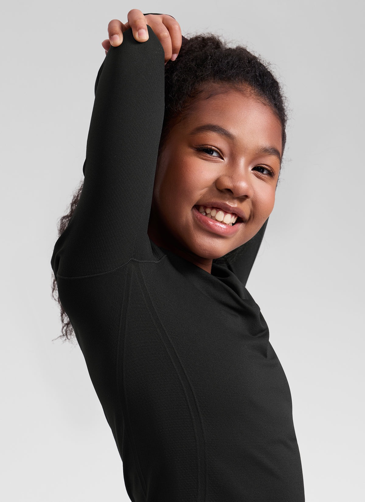 Girls Seamless Hip Length Long Sleeve