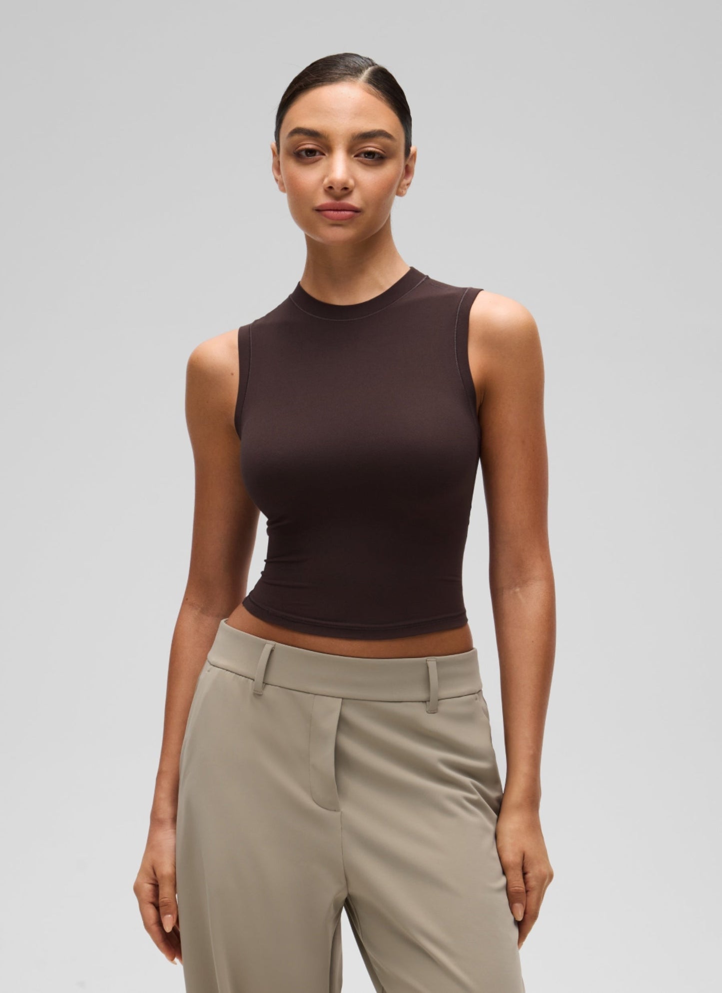 Softembrace High Neck Basic Crop Tight Tank