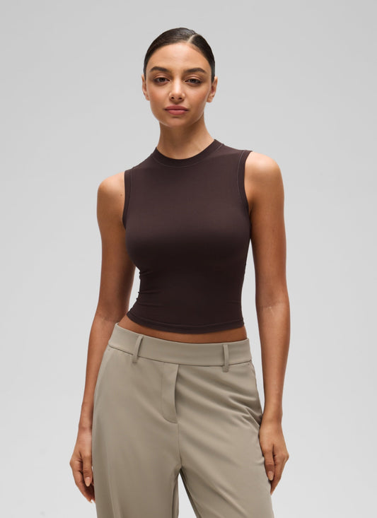 Softembrace High Neck Basic Crop Tight Tank