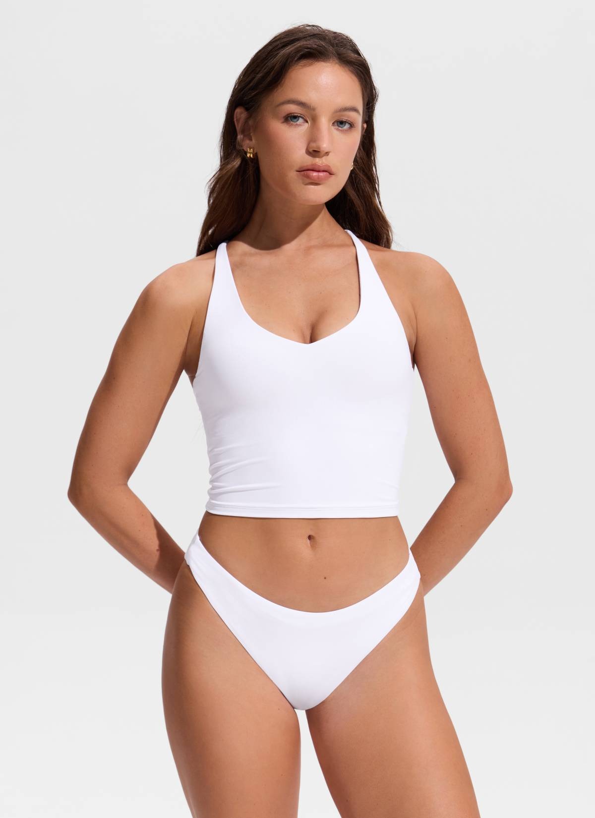 V Neck Criss Cross Back Crop Tankini
