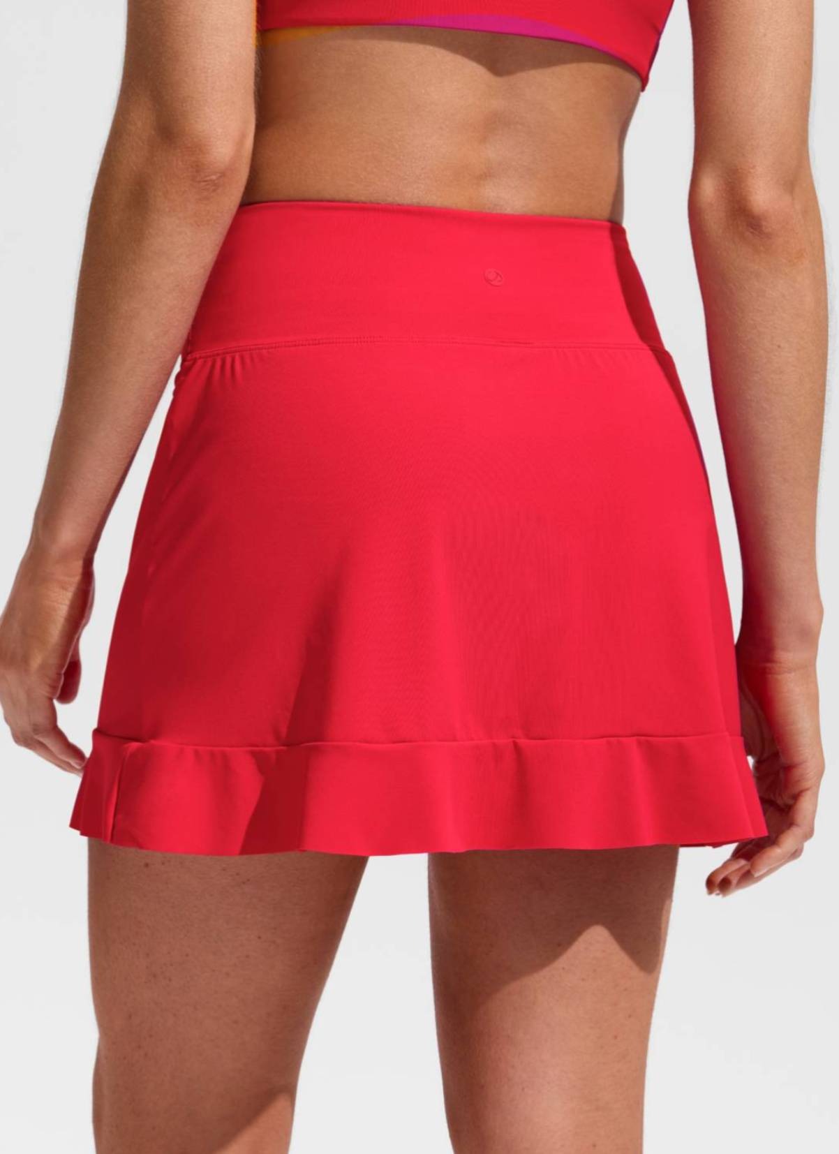 High Rise Ruffle Built in Brief Swim Skirt
