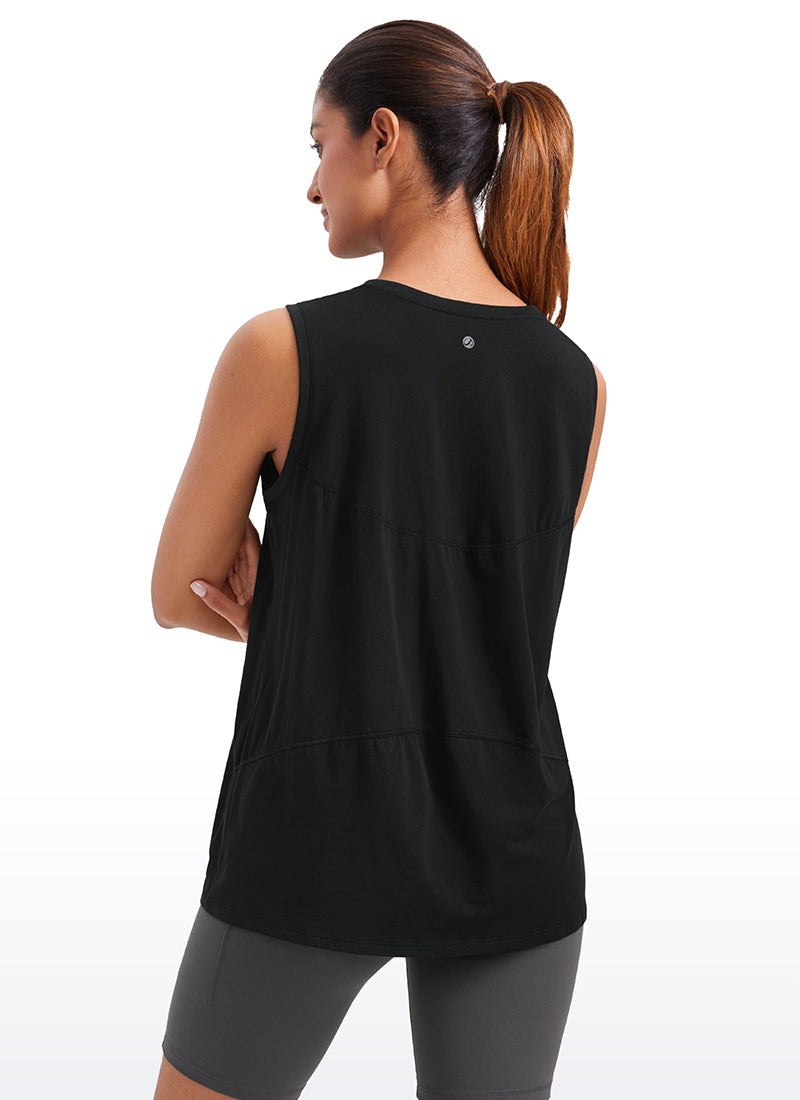 Pima Cotton Hip Length High Neck Tank