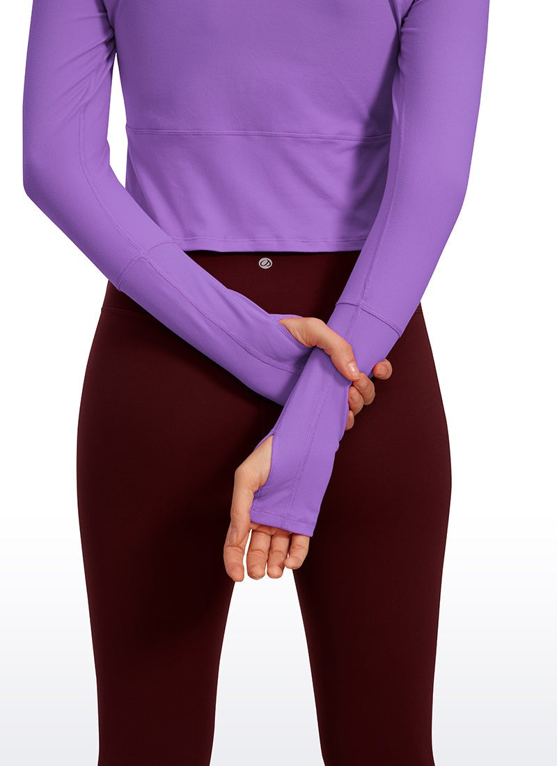 Brushed Half Zip Cropped Long Sleeve