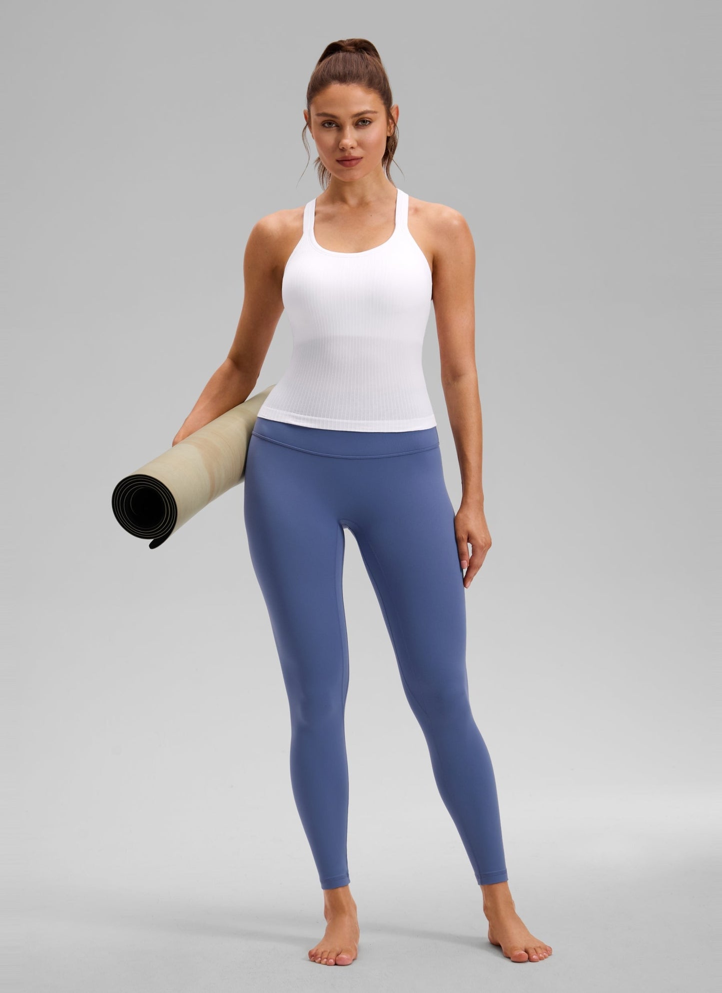 Seamless Racerback Built in Bra Ribbed Tank