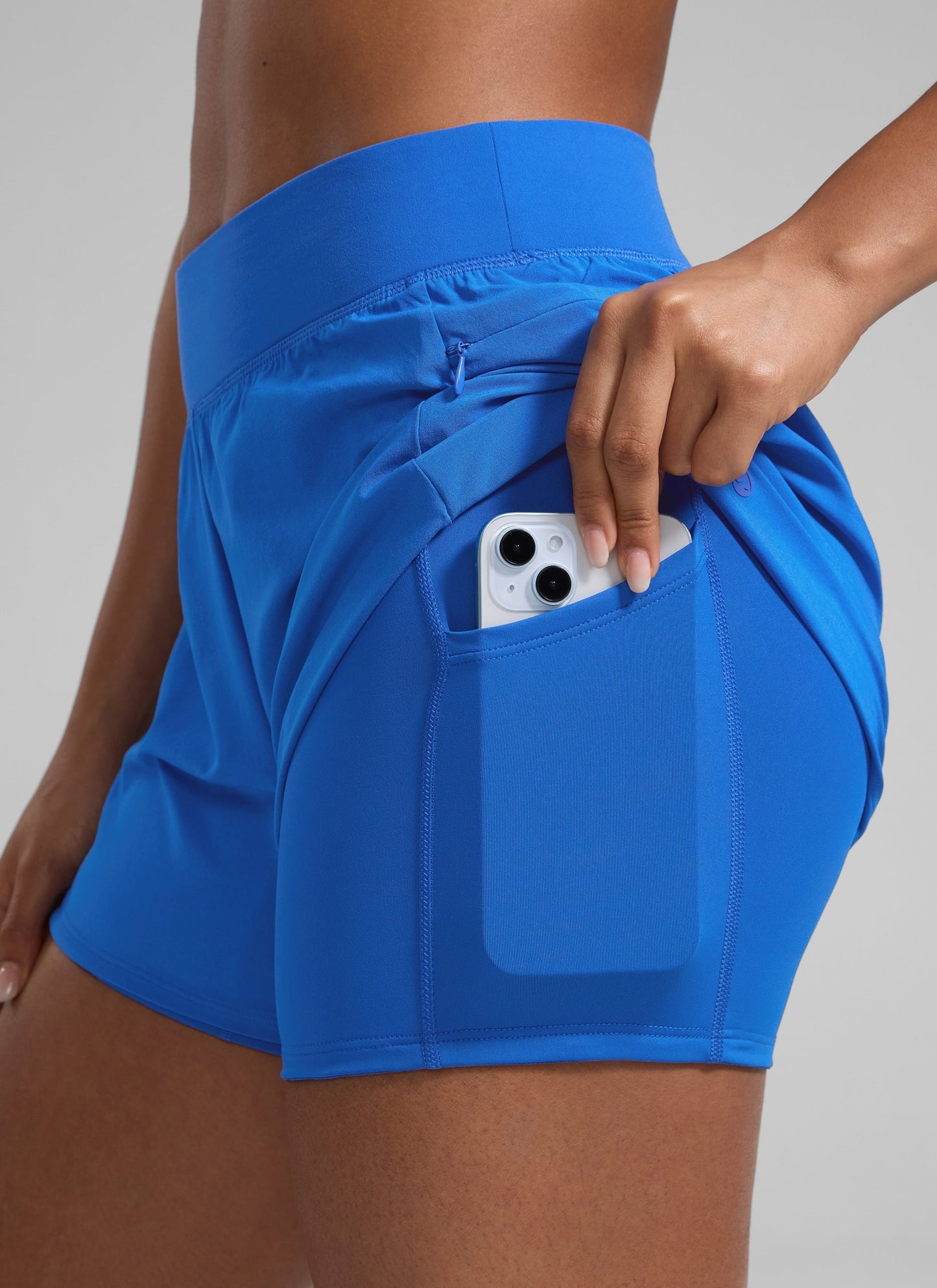 Feathery-Fit Soft 2 in 1 Zip Pocket Shorts 3"