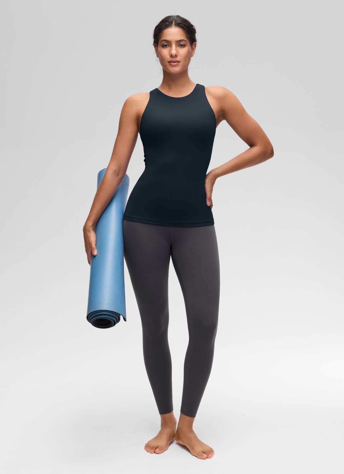Butterluxe Hip Length Built-in Bra Tanks High Neck