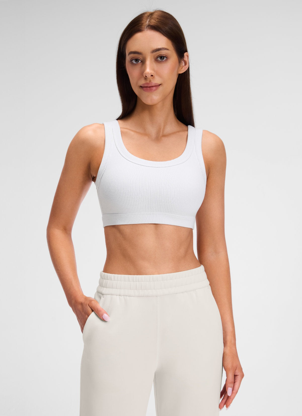 Ribbed U Back Sports Bra