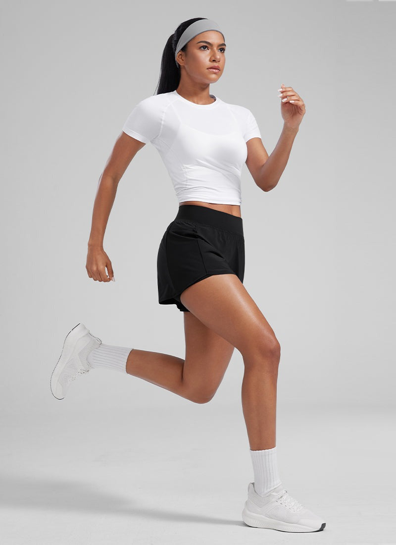 Feathery-Fit Soft 2 in 1 Zip Pocket Shorts 3"