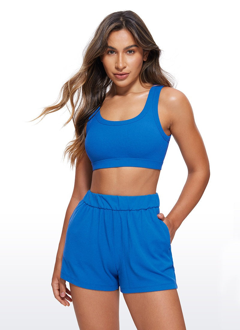Ribbed U Back Sports Bra