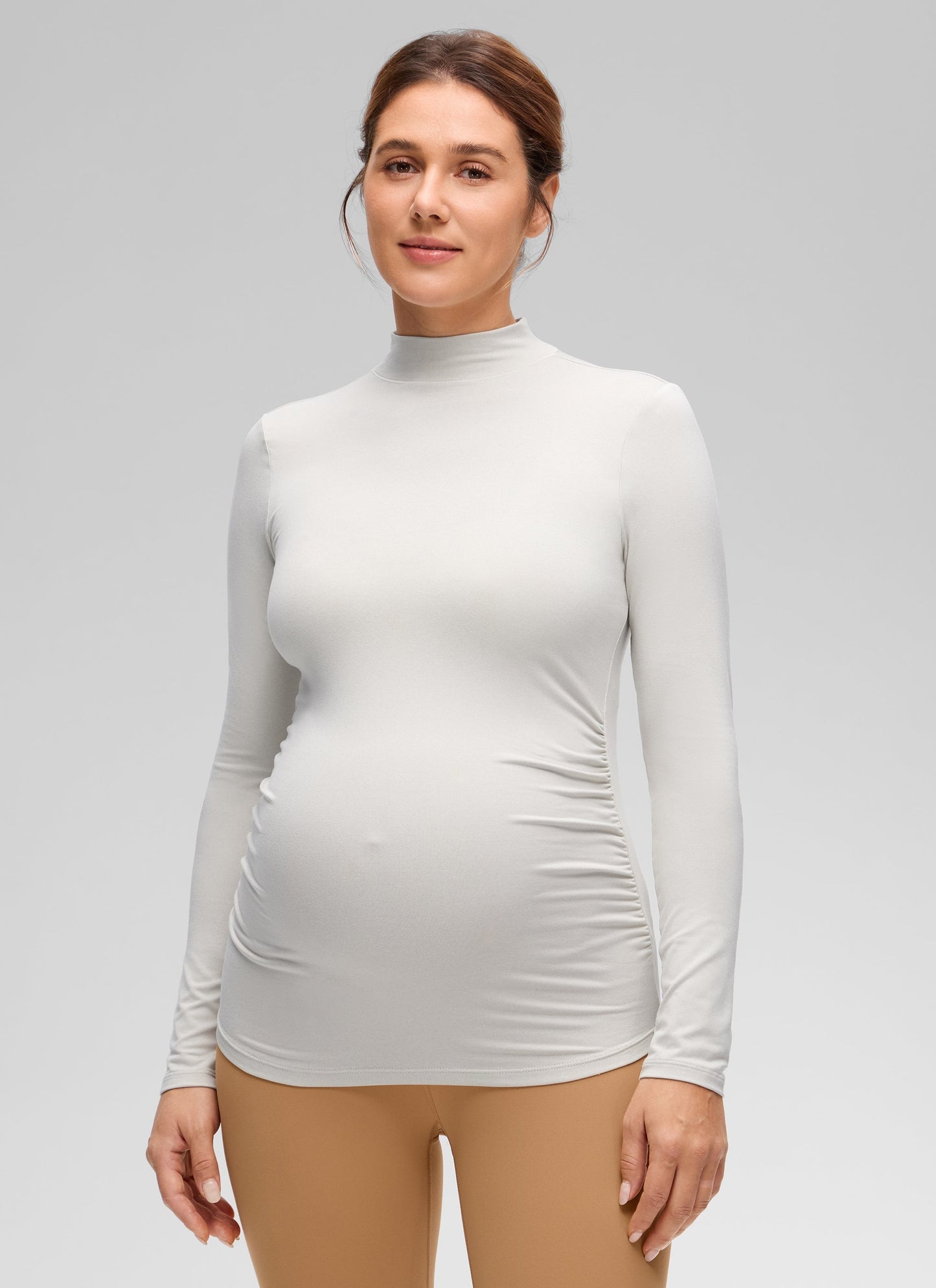 Cloud Jersey Maternity Mock Neck Ruched Shirt