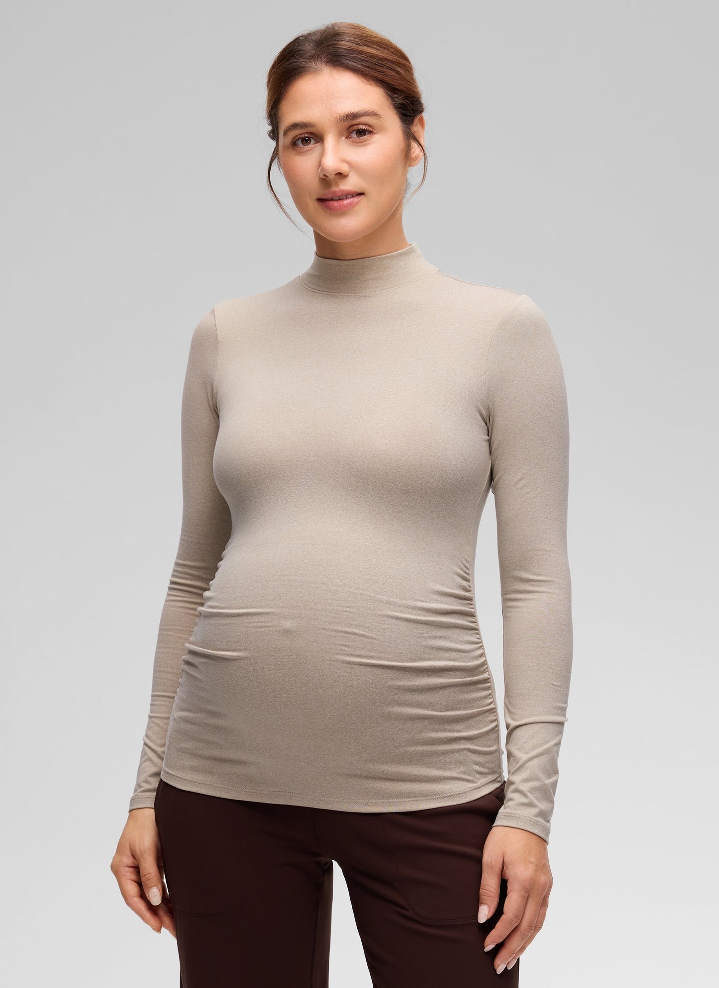 Cloud Jersey Maternity Mock Neck Ruched Shirt