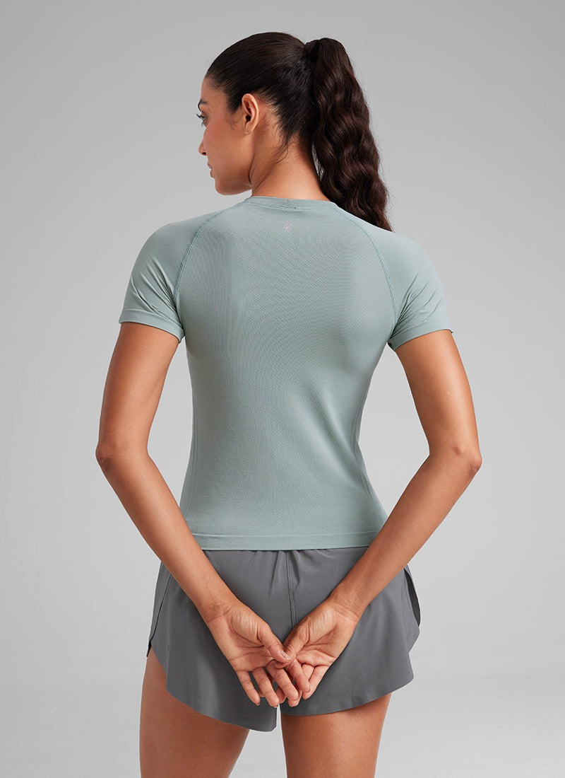 Seamless Waist Length Crewneck Short Sleeve