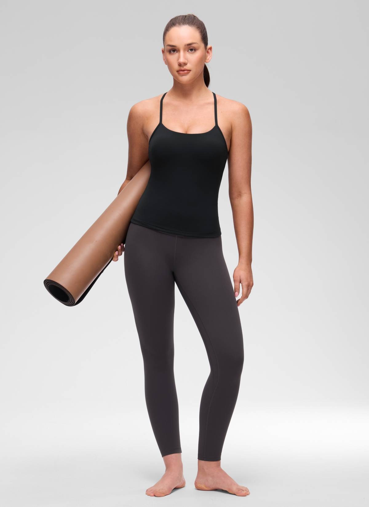 Butterluxe Waist Length Y Back Built in Bra Tank